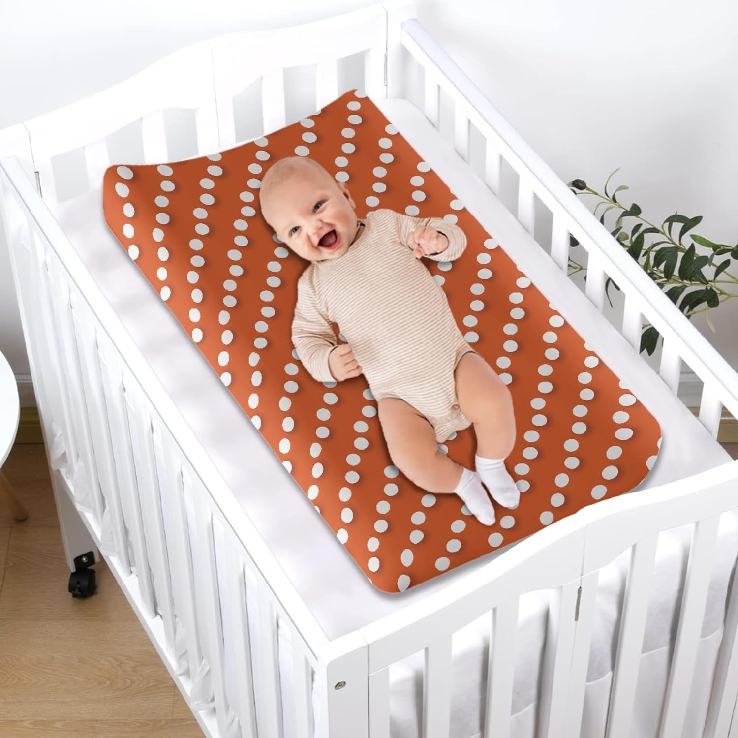 SCRAWLGOD Vintage Polka Dot Changing Pad Cover 32x16in Orange