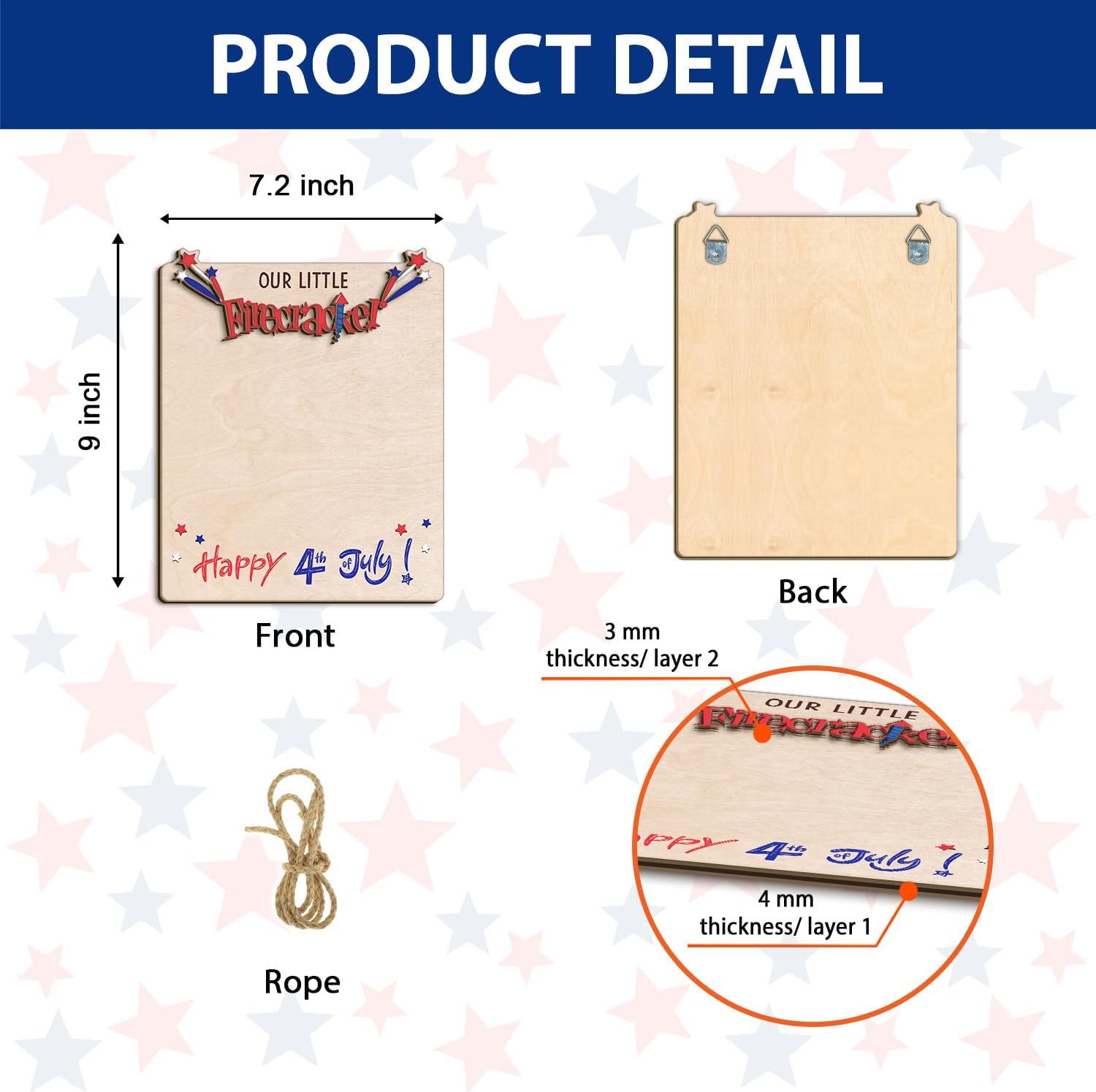 Our Little Firecracker 4th of July Footprint Decor Sign