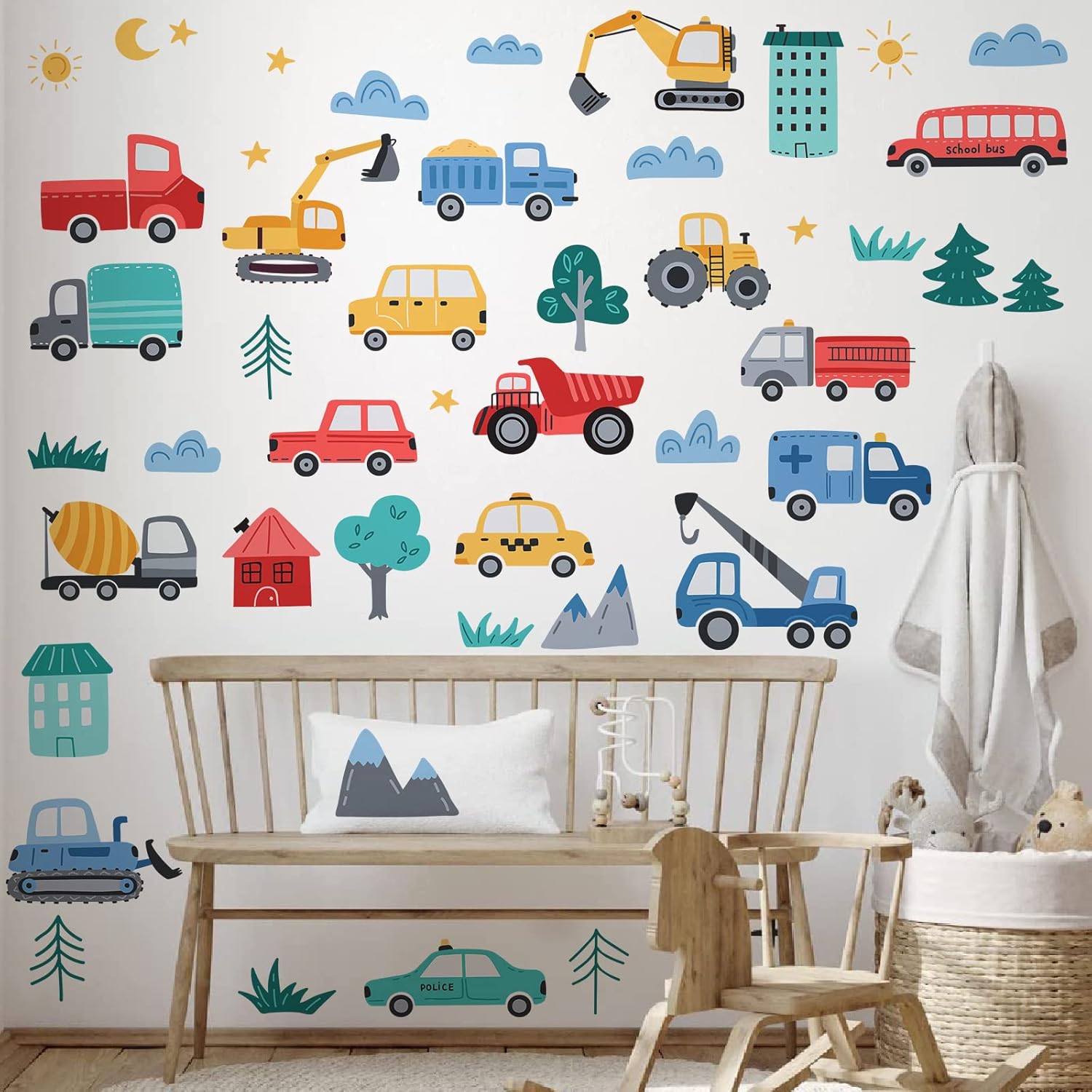 Car Road Wall Decals for Playroom and Nursery