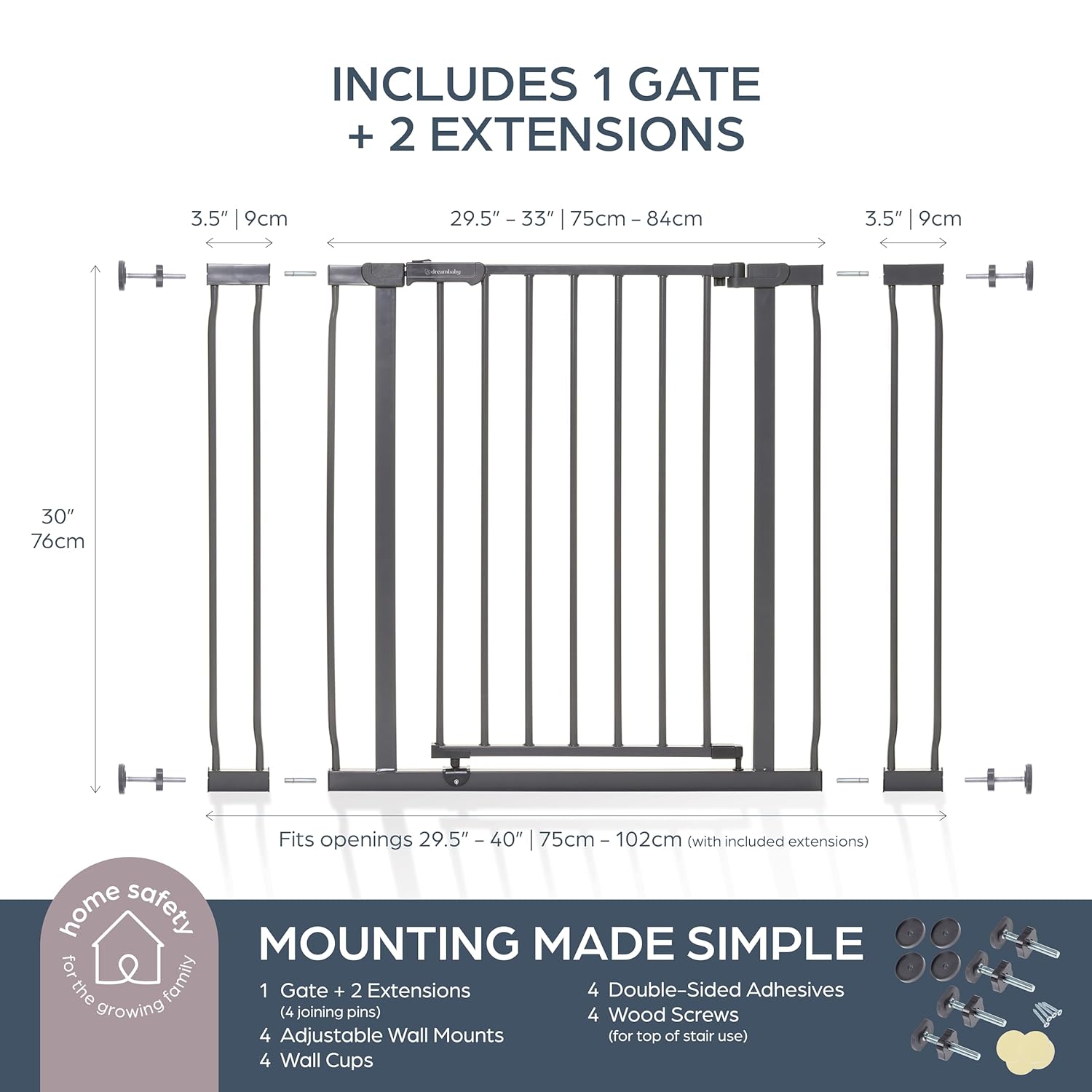 Dreambaby Ava Baby Gate for Stairs and Doorways