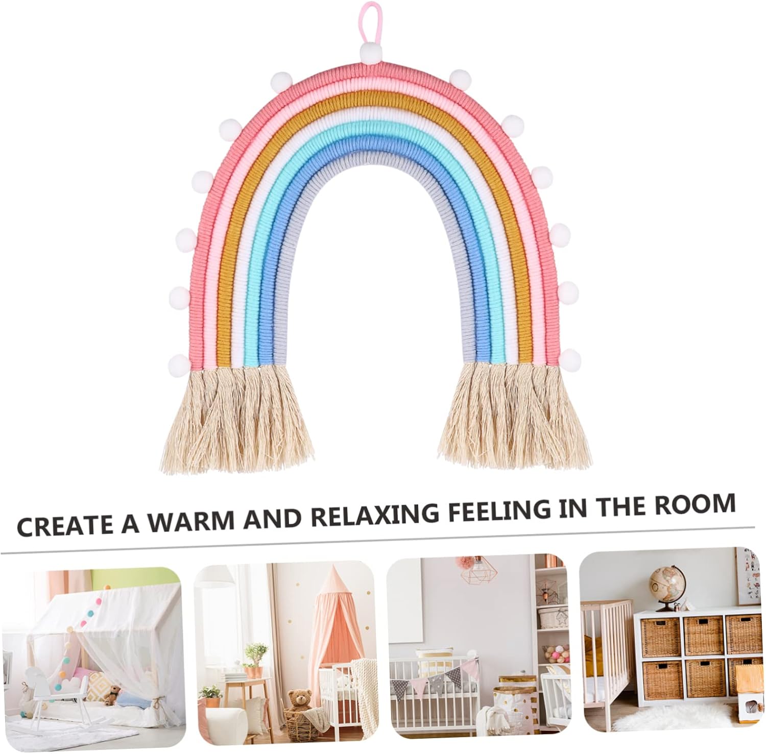 ABOOFAN 1pc Handmade Rainbow Woven Pendant Wall Decor