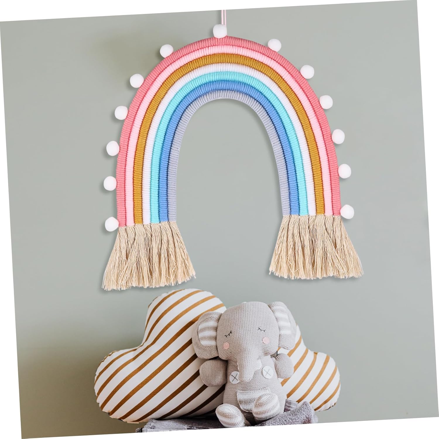 ABOOFAN 1pc Handmade Rainbow Woven Pendant Wall Decor