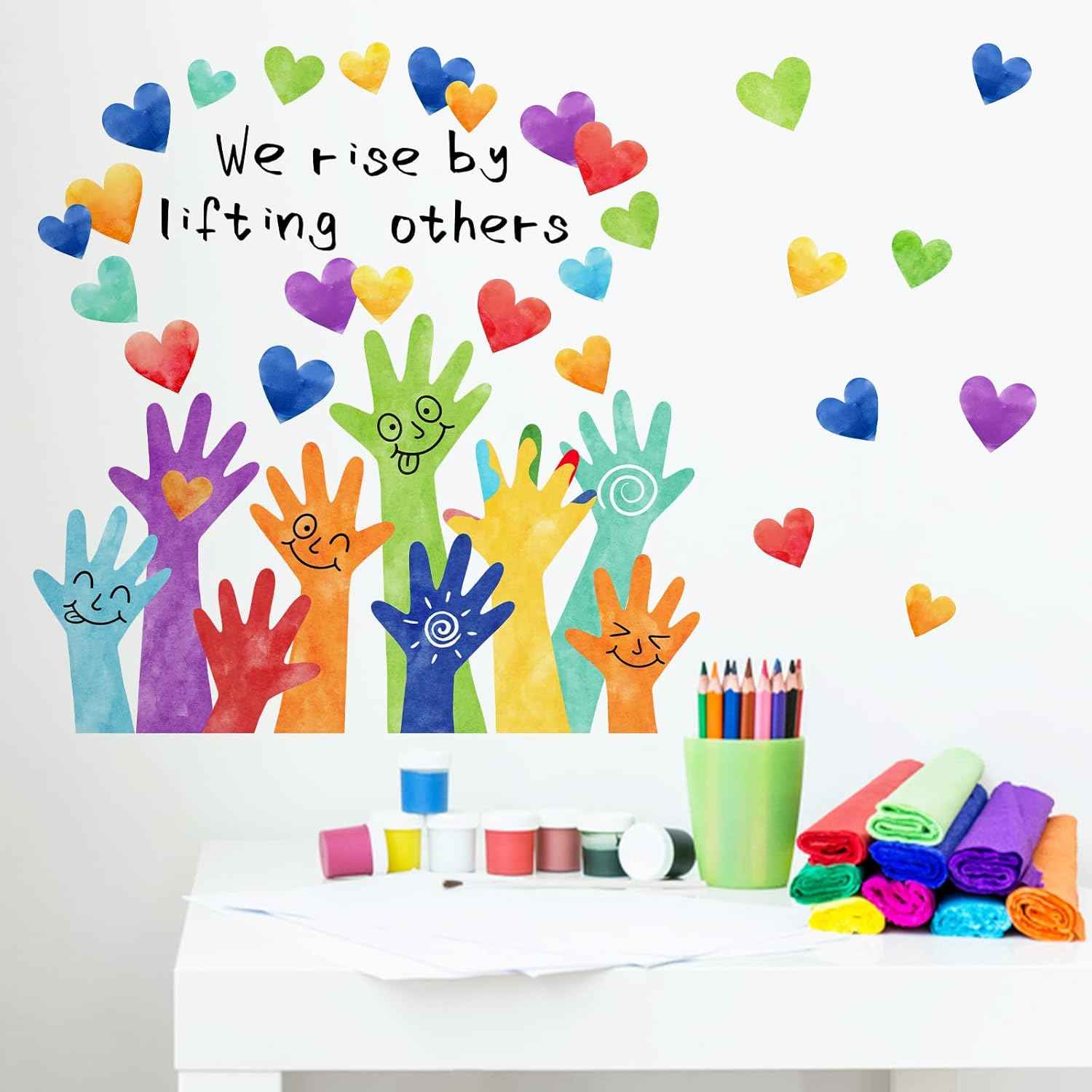 Mfault Inspirational We Rise Wall Decals Stickers for Kids Room Decor