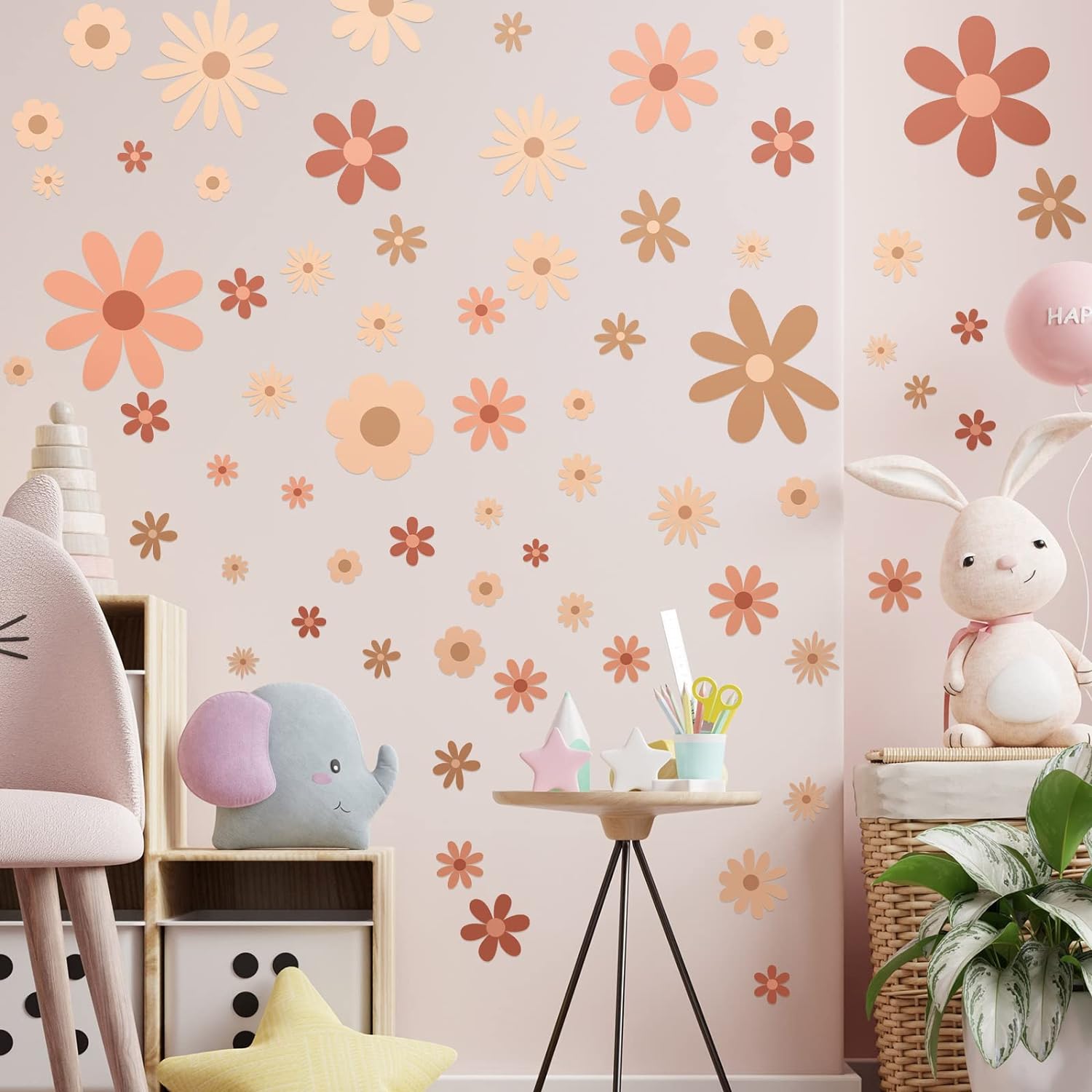Kisston 90 Pcs Daisy Wall Decal Alphabet Stickers