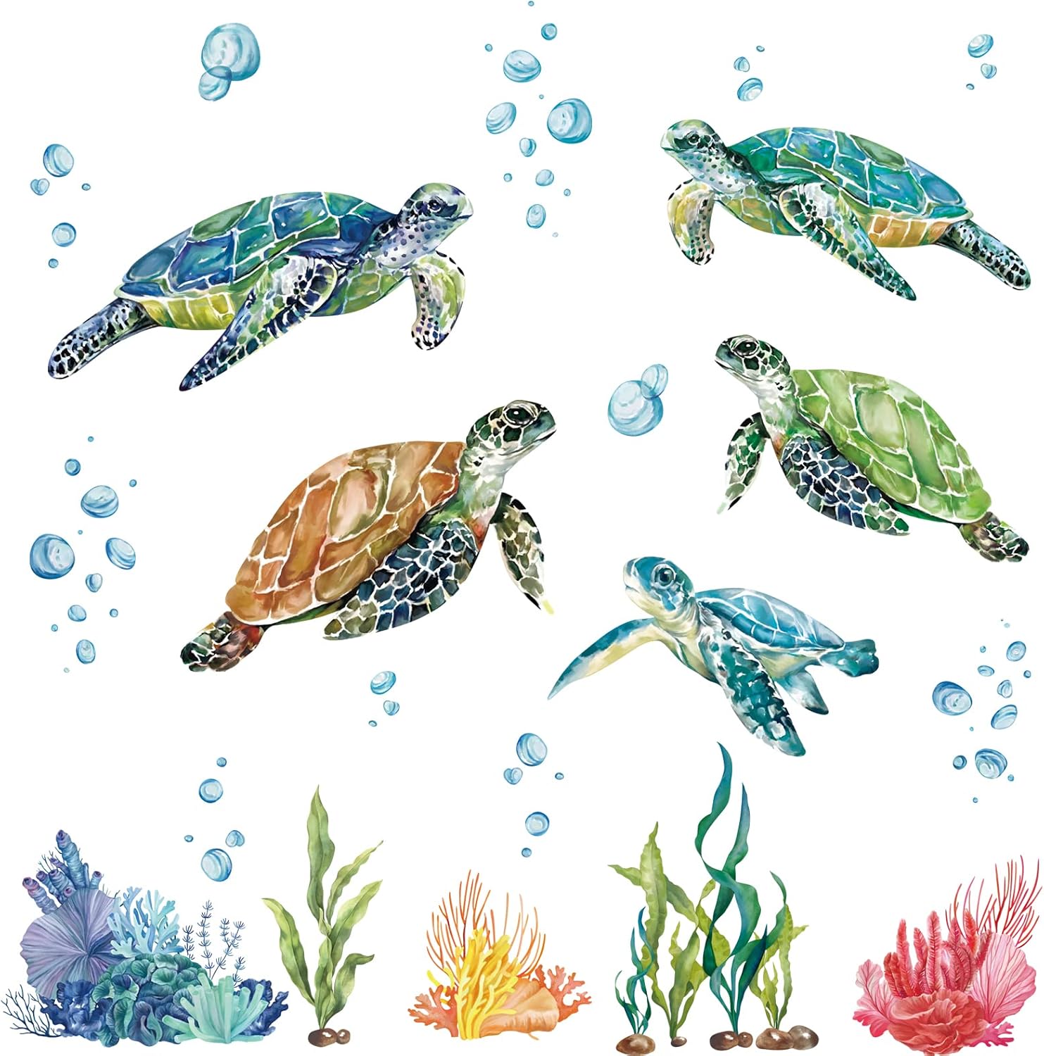 Decalmile Sea Turtles Wall Stickers Under The Sea Decor