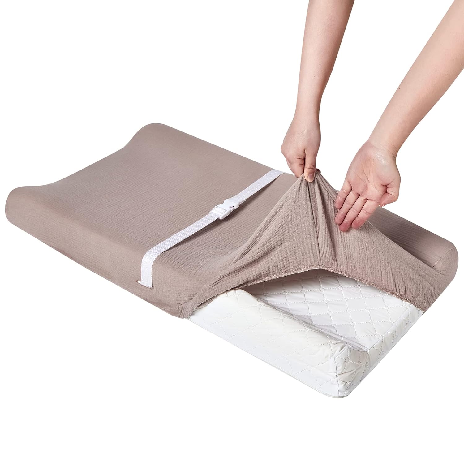 Aullar Solid Muslin Changing Table Pad Cover Khaki