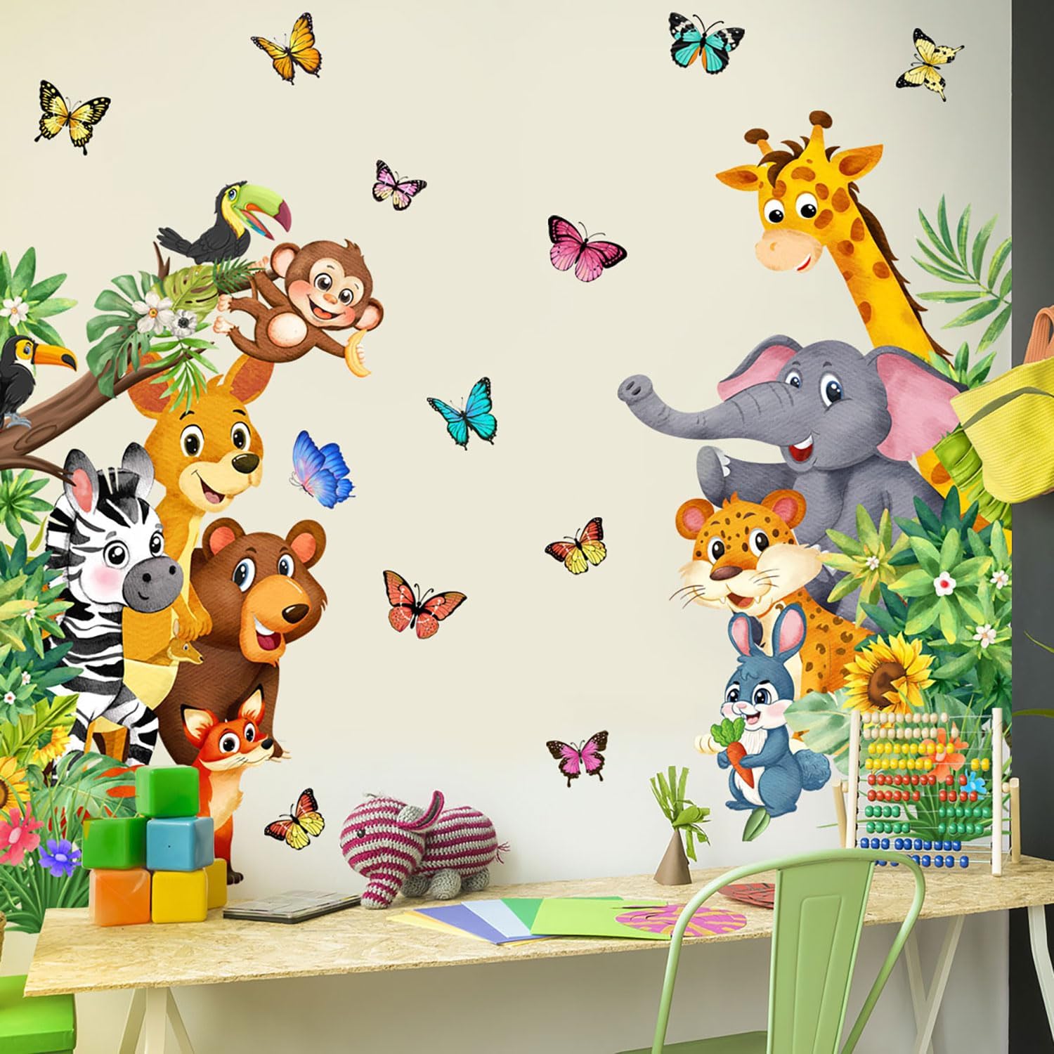 Jungle Forest Animals Wall Sticker for Kids Room Decor