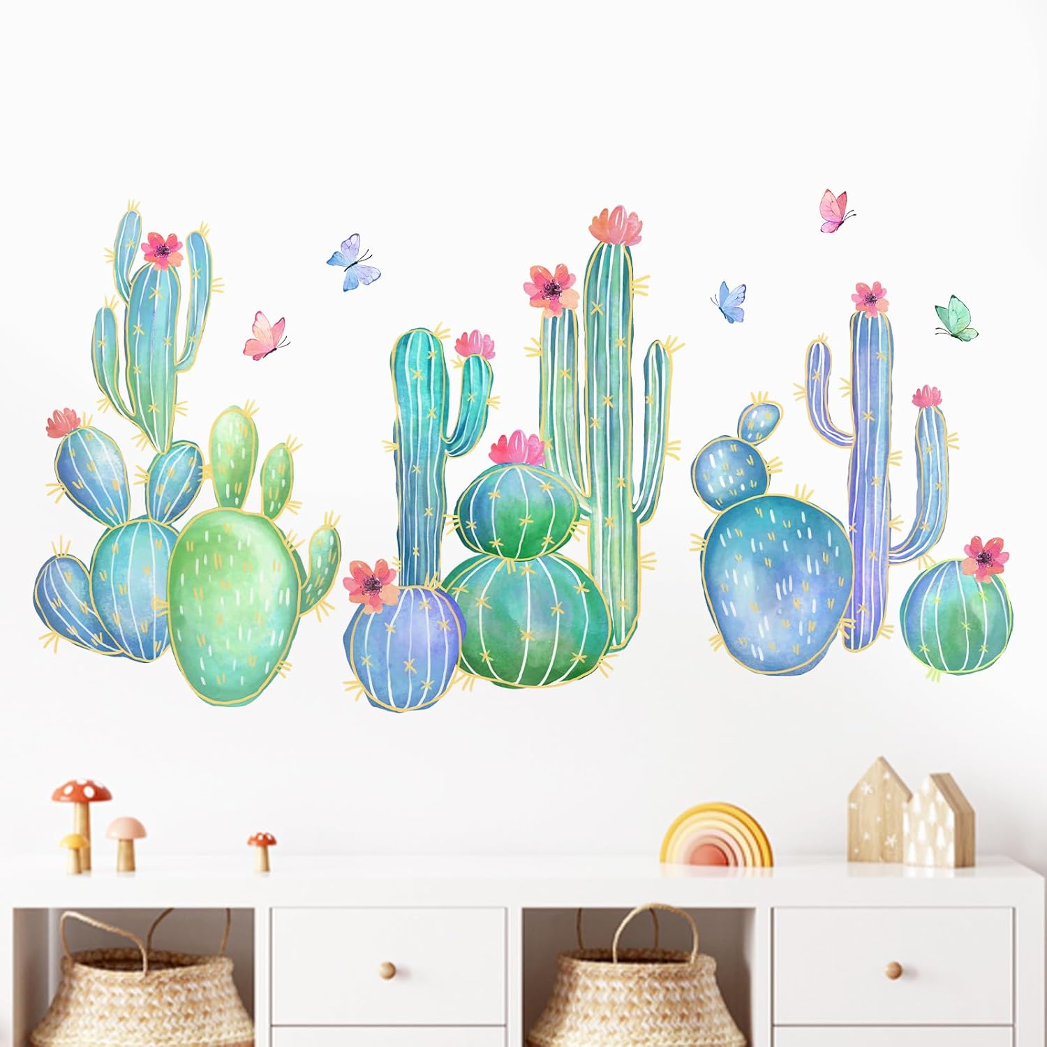 Mfault Cactus Wall Decals for Bedroom Living Room Decor