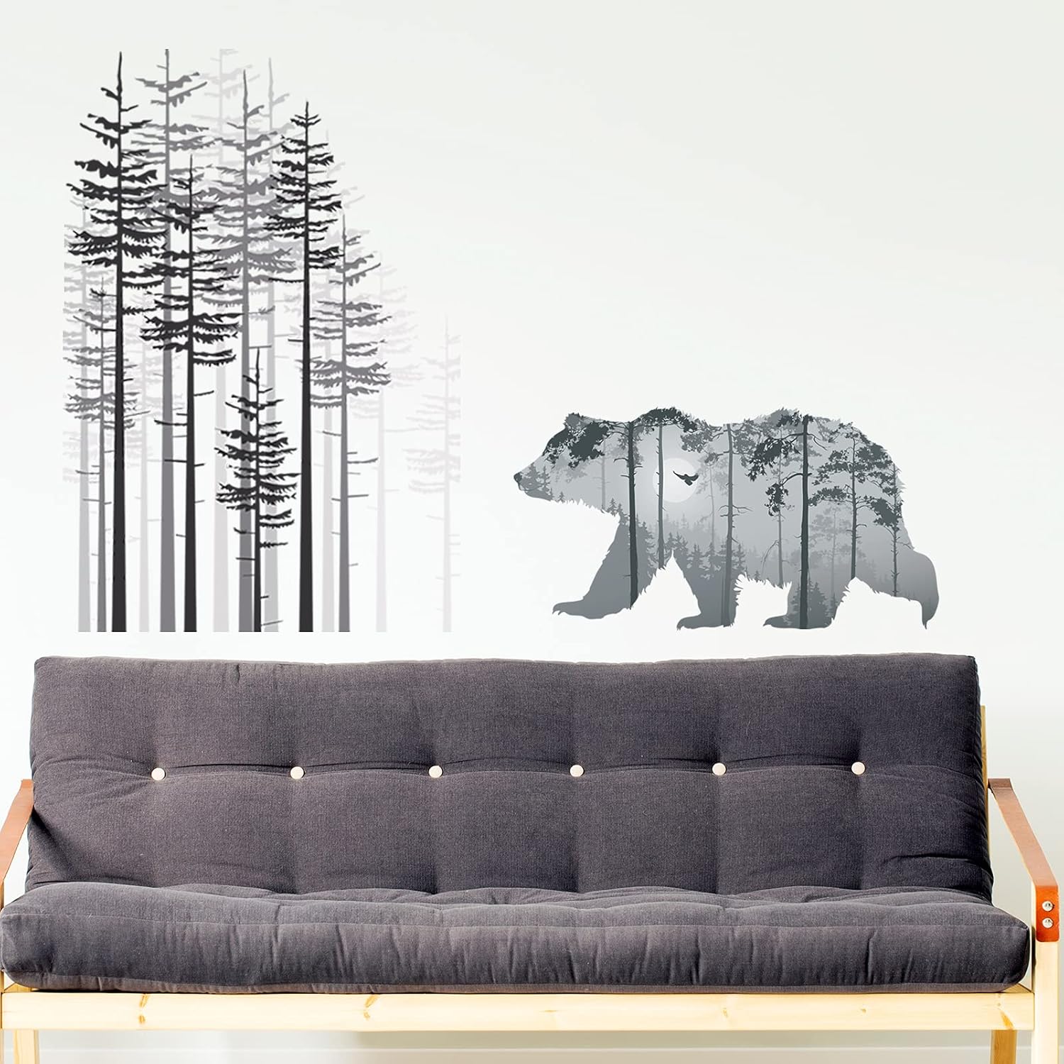 Outus 3 Sheets Forest Bear Wall Decals for Kids Room Decor