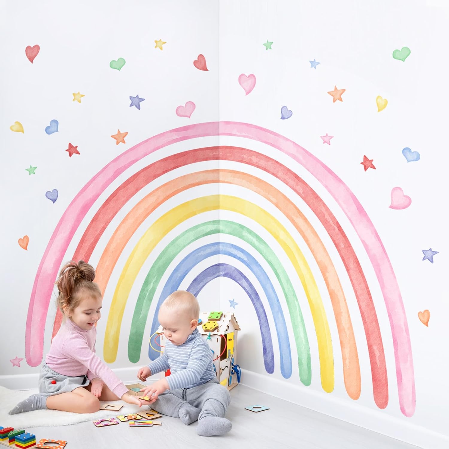 77 x 47 Rainbow Wall Decals for Kids Bedroom Playroom Classroom