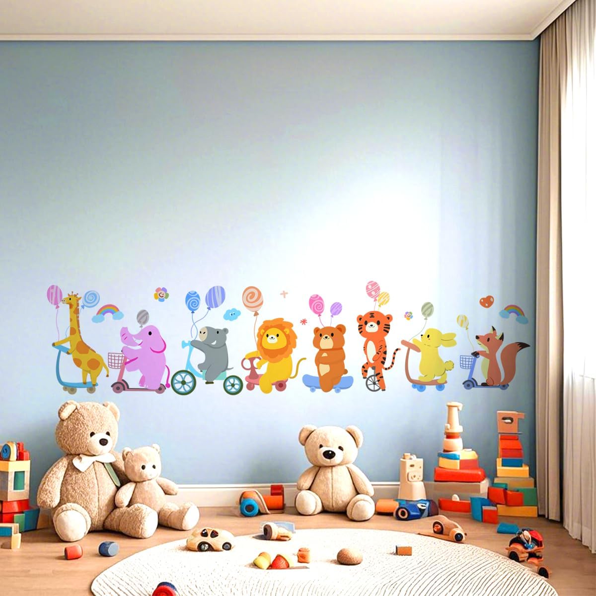 Colorful Animal Wall Decals for Playrooms and Nurseries