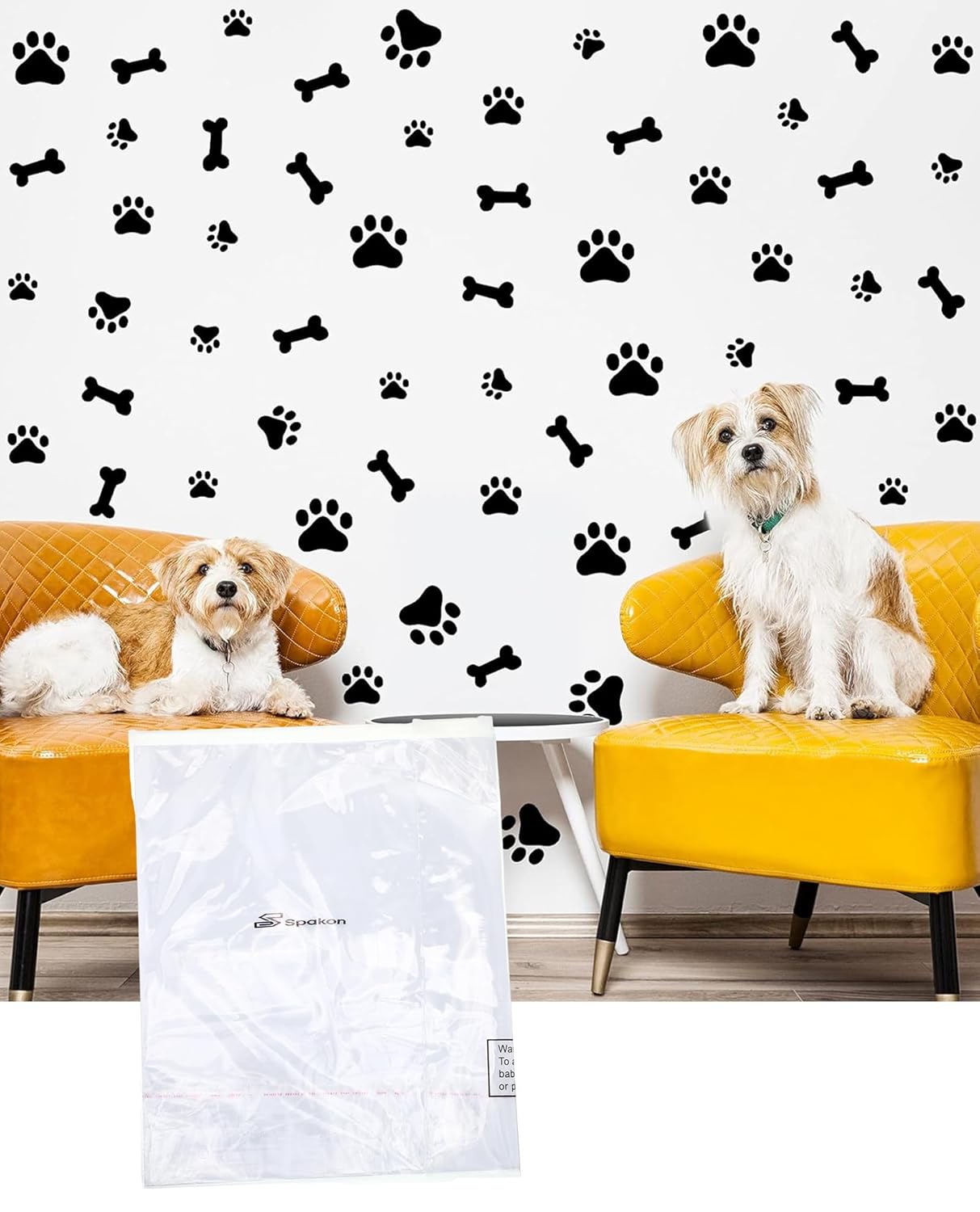 76 Pieces Black Dog Paw Decal Wall Sticker