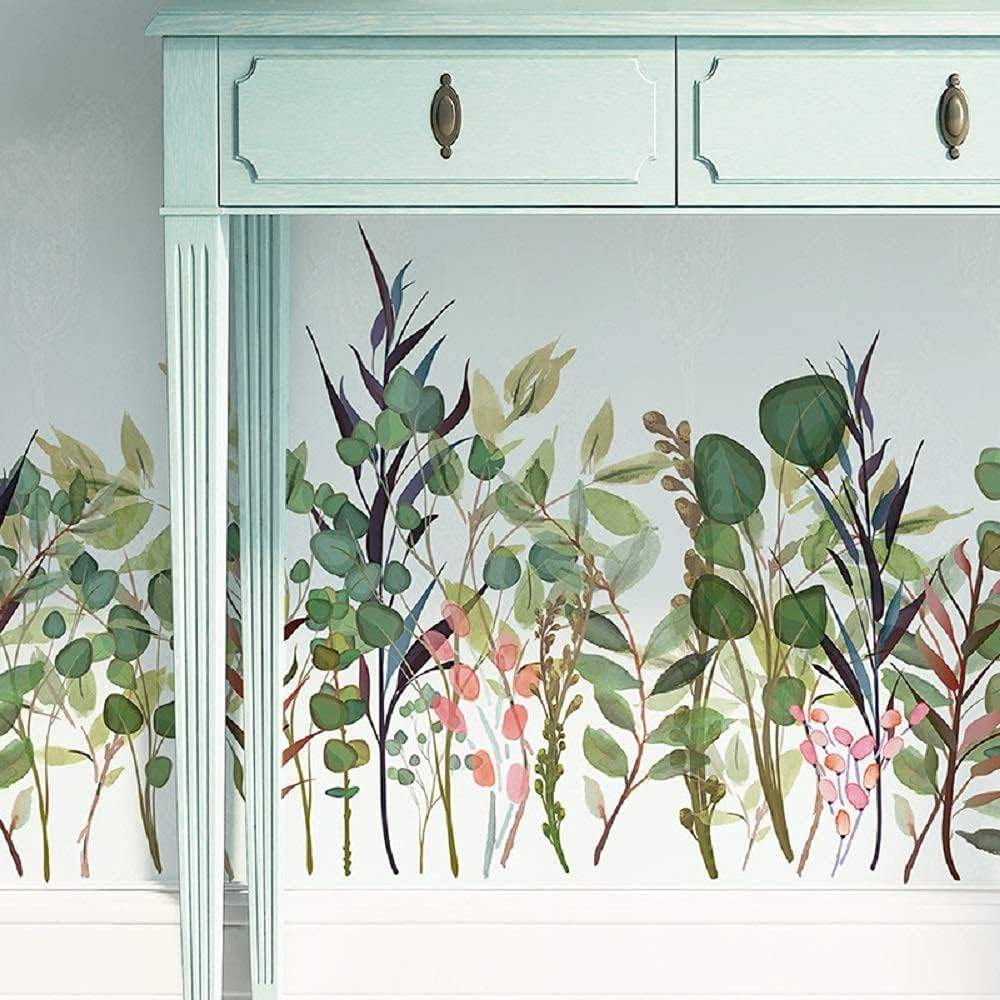 Amaonm Removable Green Plants Wall Decal Decor