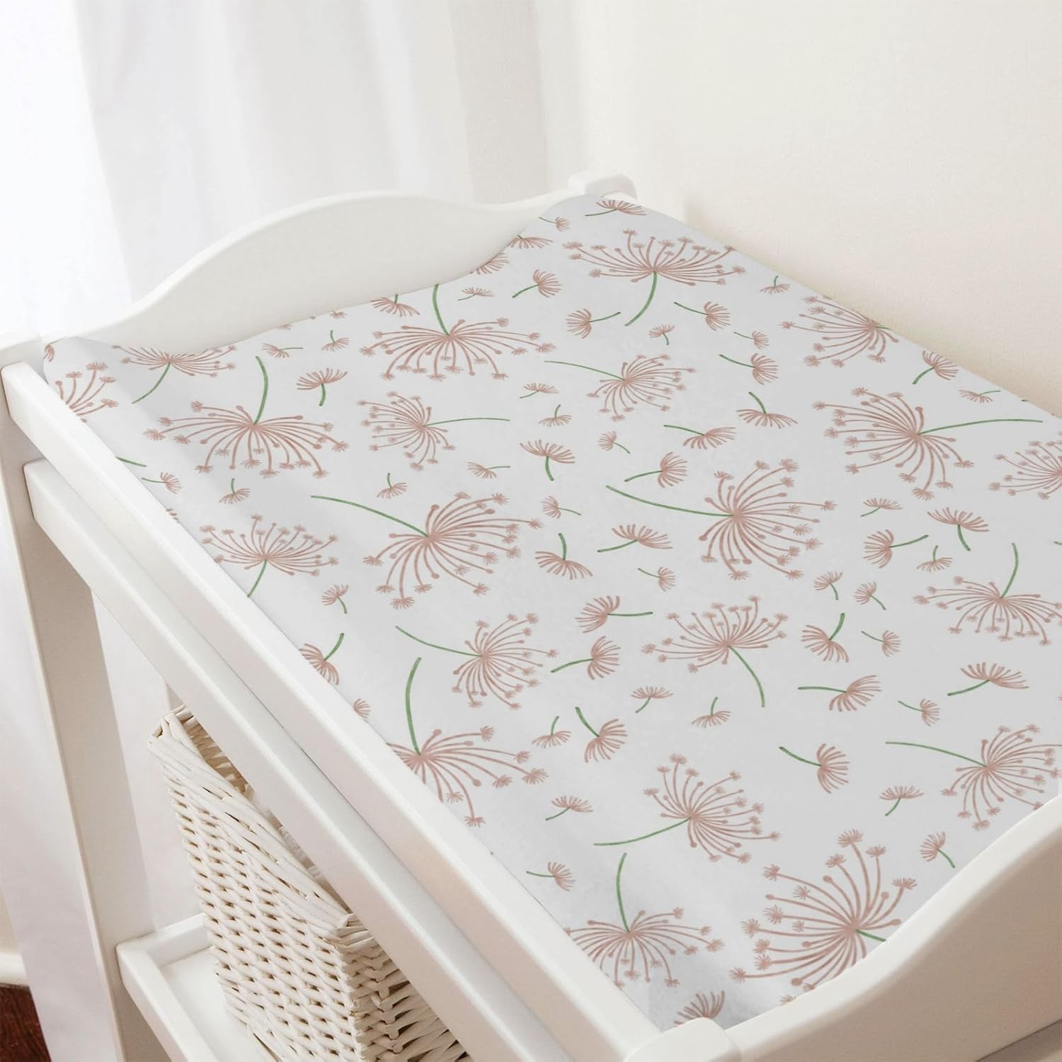 Boho Pink Floral Changing Pad Cover for Boy Girl