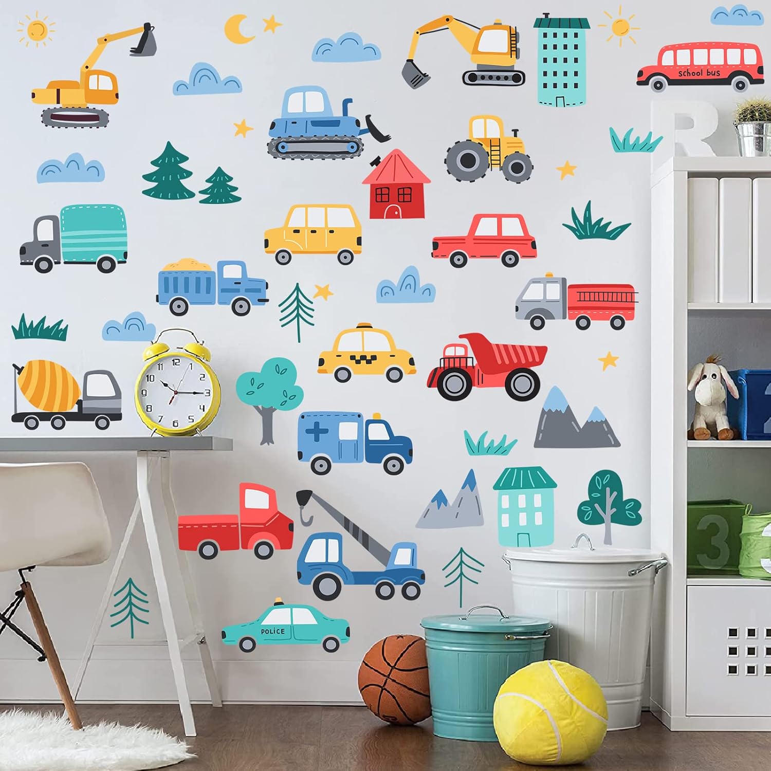 Car Road Wall Decals for Playroom and Nursery