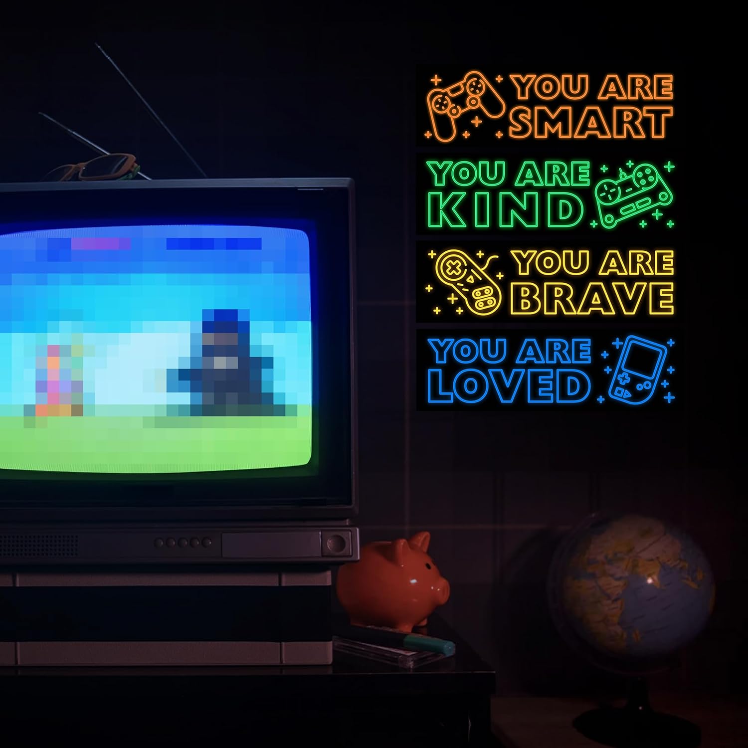 Game Wall Decals Glow in the Dark Gamer Sticker for Boys Room and Kids Bedroom