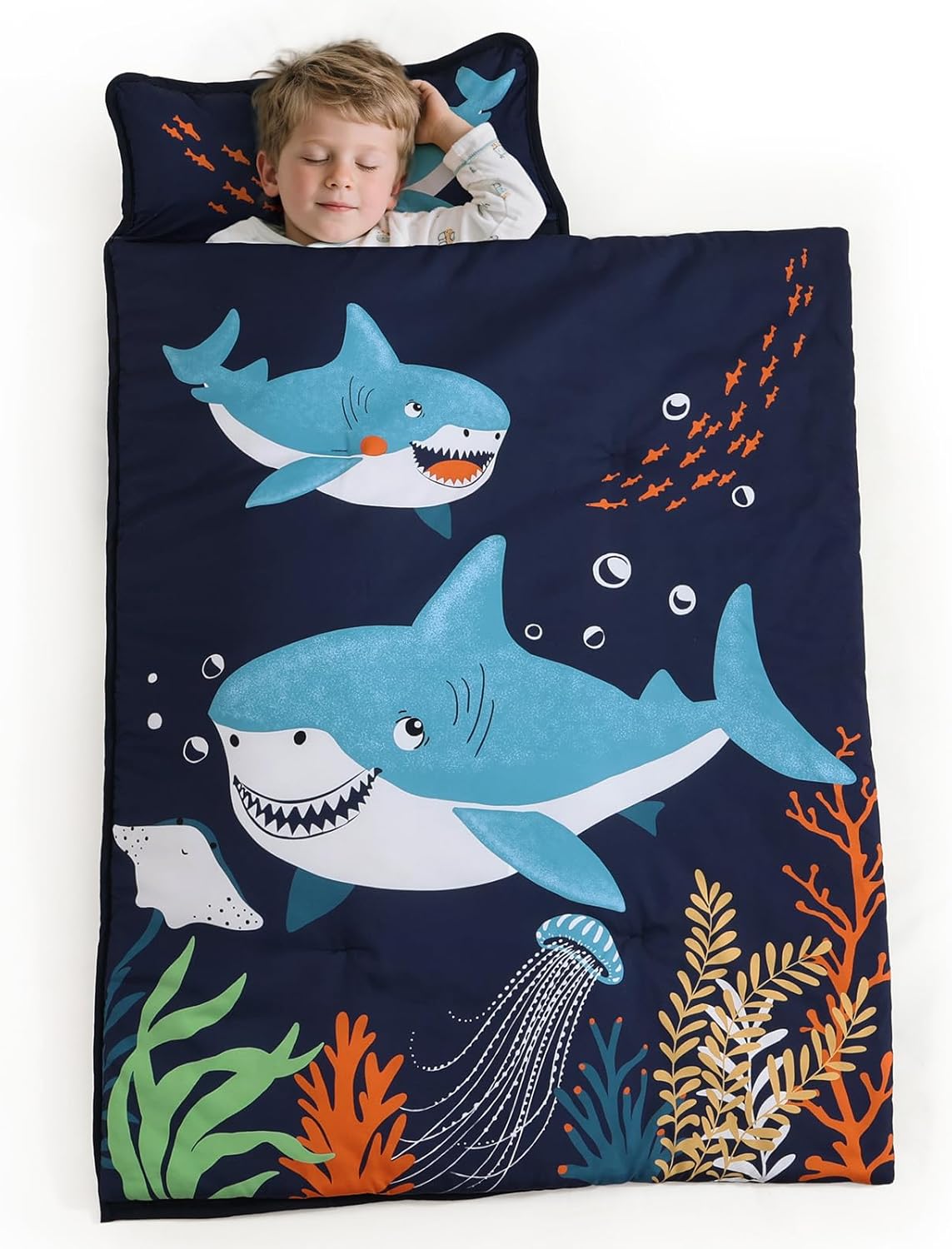PHF Shark Toddler Nap Mat Set with Removable Pillow