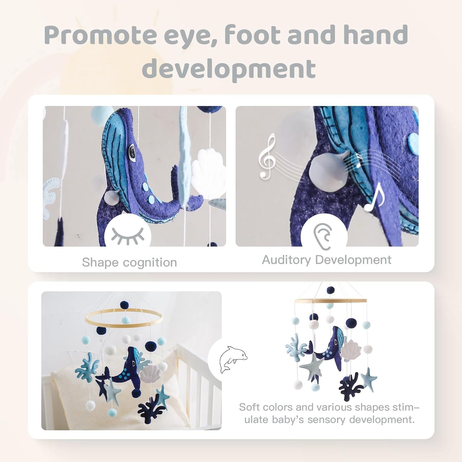 Baby Mobile Wind Chime Sea Creatures Whale Crib Decor