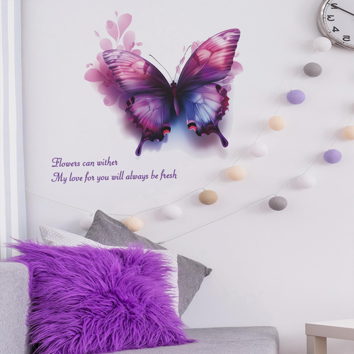 Purple Butterfly Wall Stickers Removable Vinyl Decals