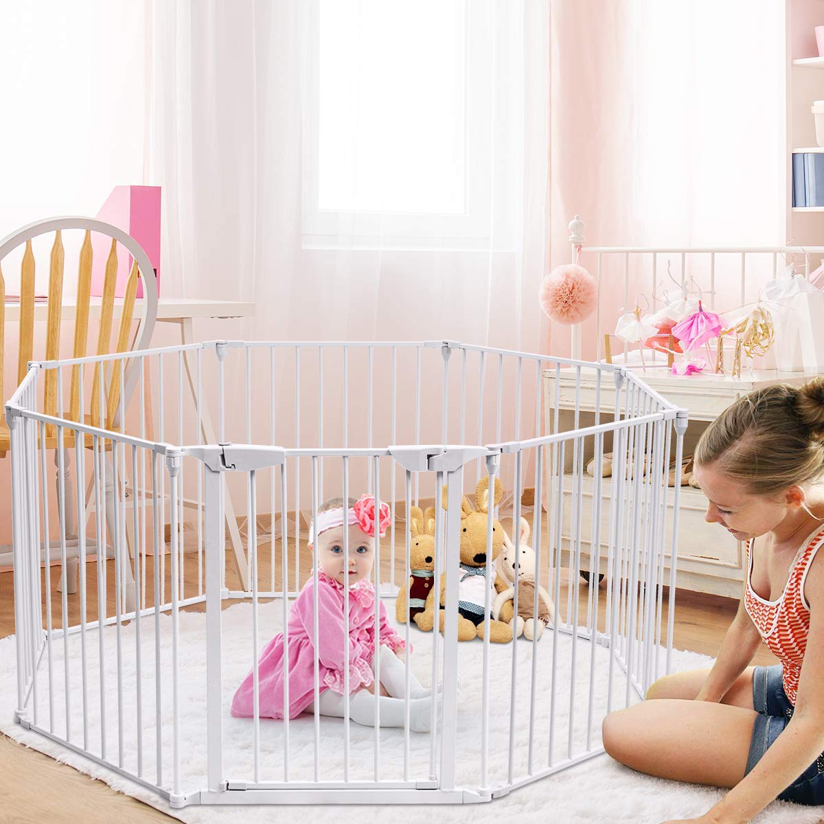 Costzon Baby Safety Gate with Walk-Through Door