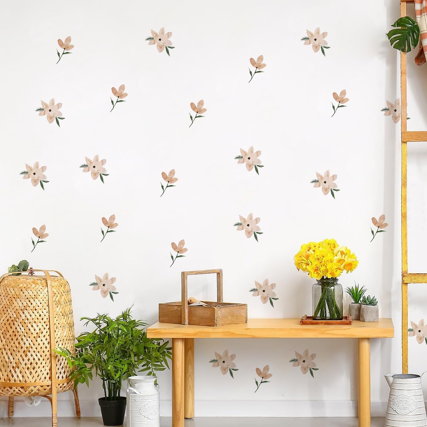 QUCHENG Boho Watercolor Wall Stickers 4 Sheets