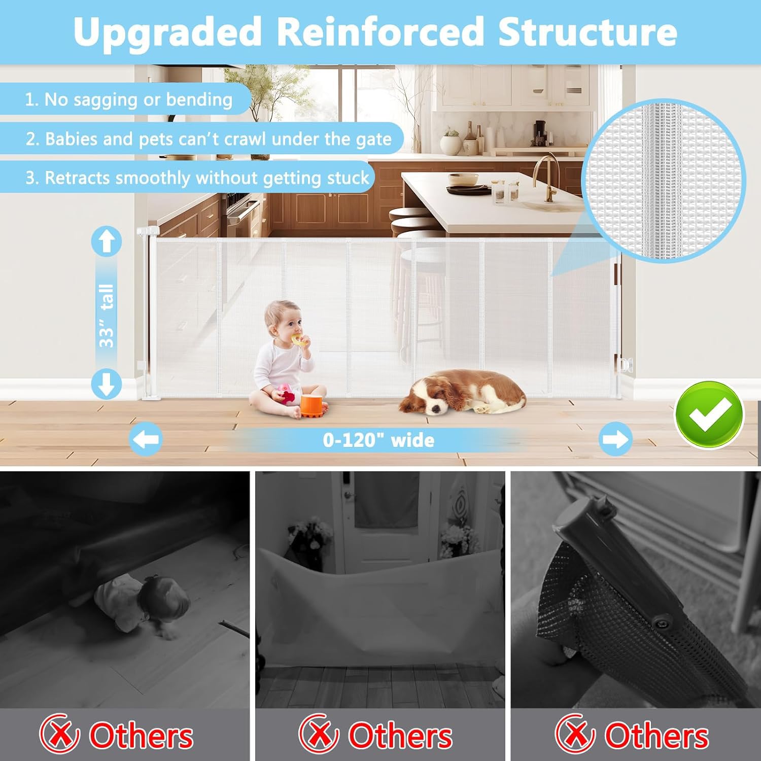 WOMHOM Reinforced 120 Inch Retractable Baby Gate