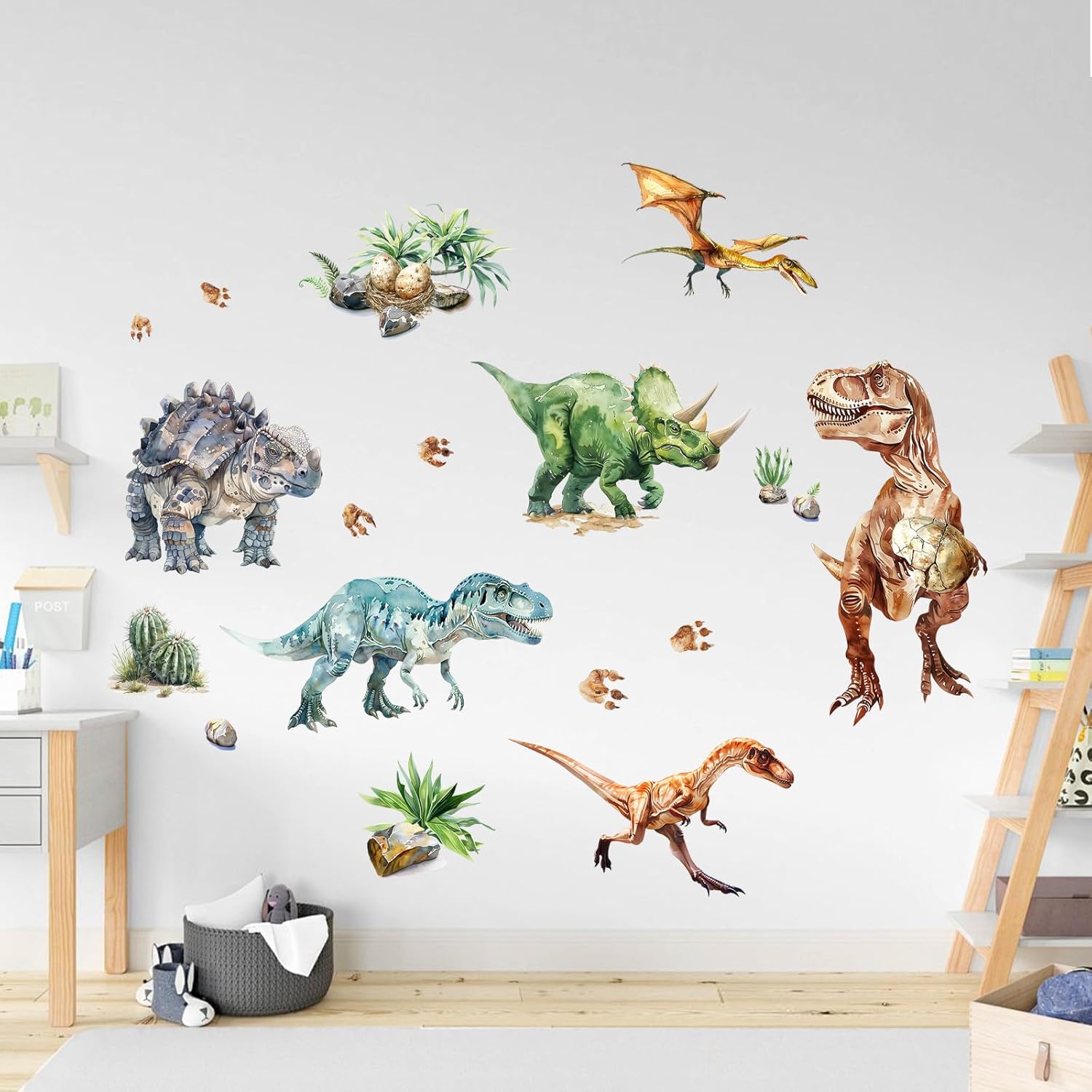 Supzone Dinosaur Wall Decals Large Volcano Stickers for Kids Room