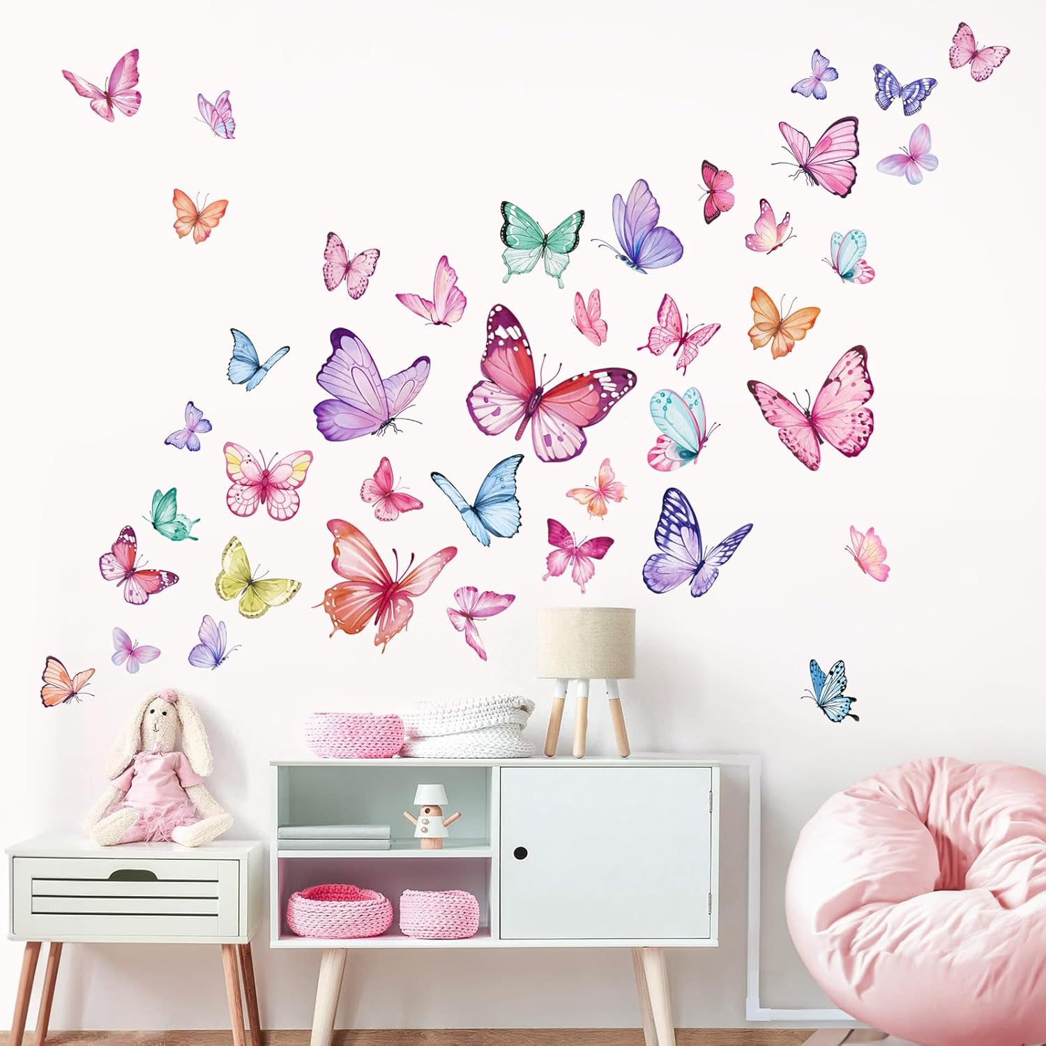 Wondever Watercolor Butterfly Wall Stickers for Girls Bedroom Baby Nursery