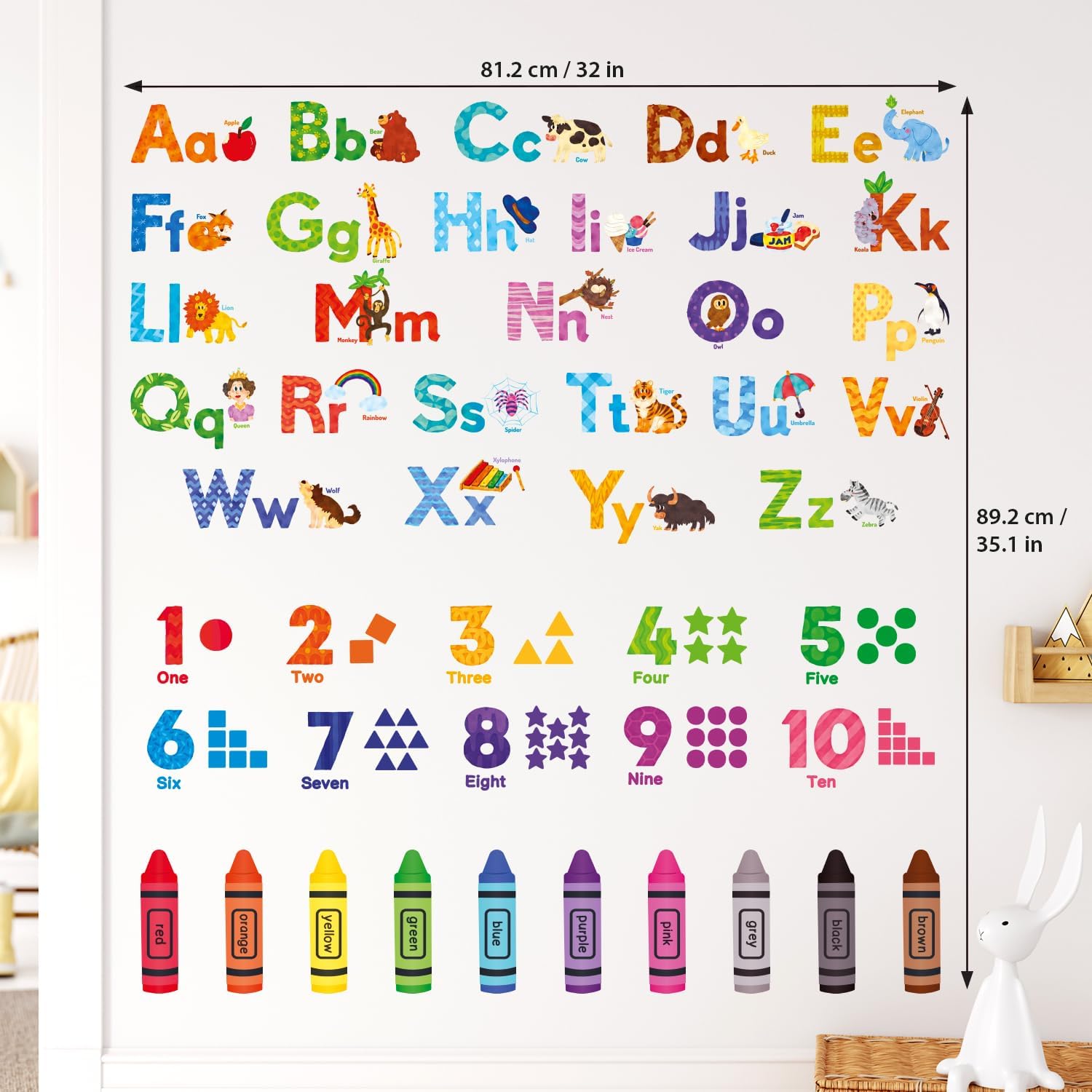 DECOWALL Animal Alphabet Numbers Wall Stickers for Kids Room Decor