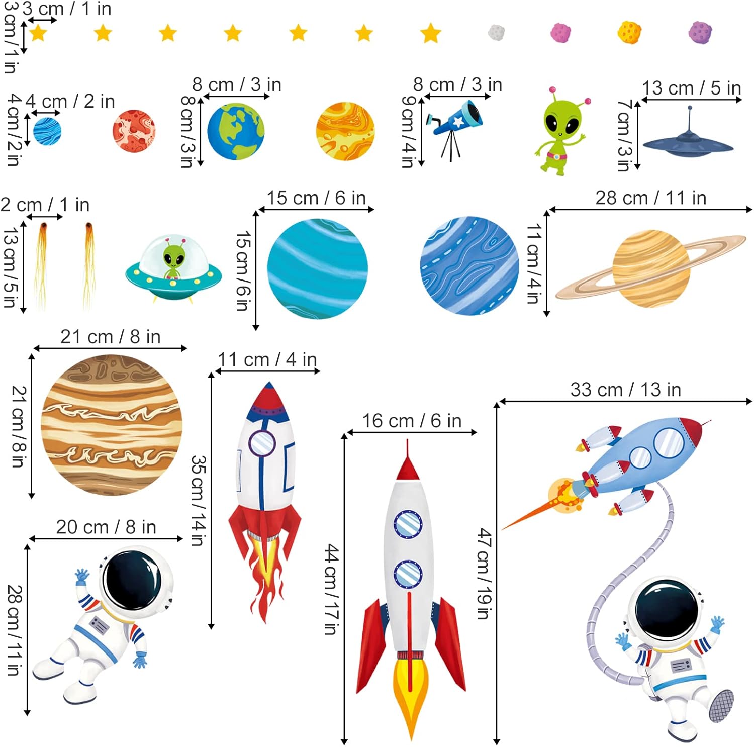 Decalmile Outer Space Wall Decals for Baby Nursery