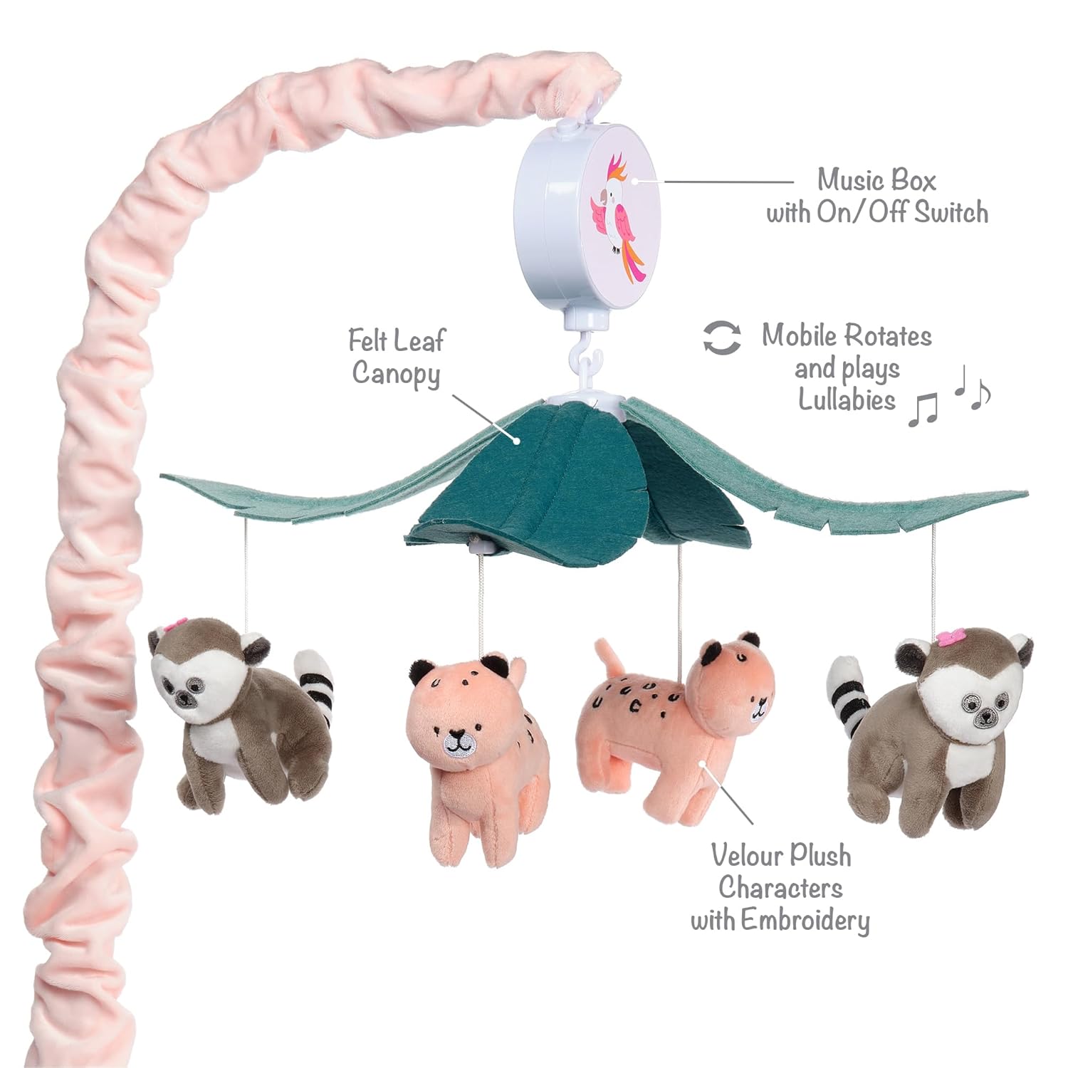 Lambs Ivy Enchanted Safari Animal Musical Crib Mobile