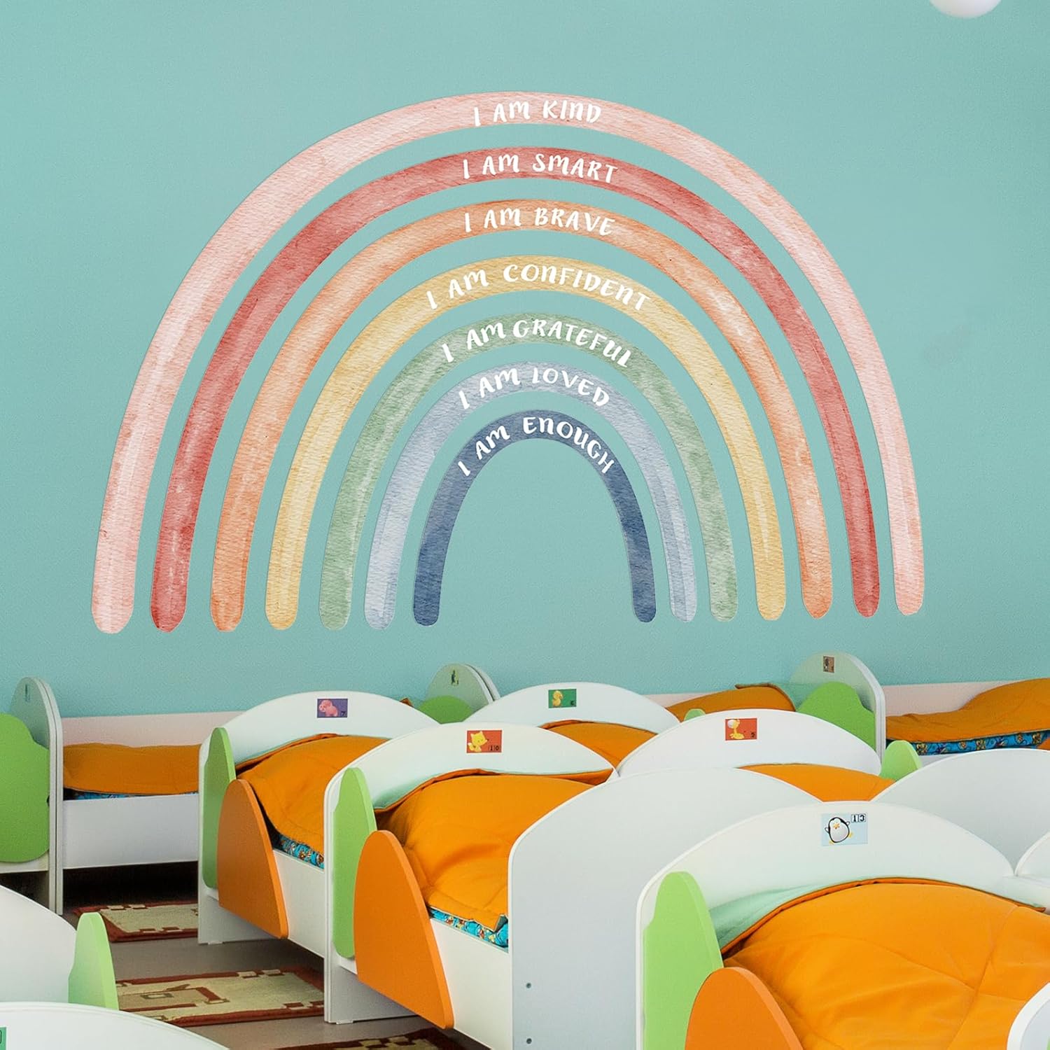 7677x4724 Inch Watercolor Rainbow Wall Decal Classroom Decor with Inspirational Quote Peel and Stick Sticker