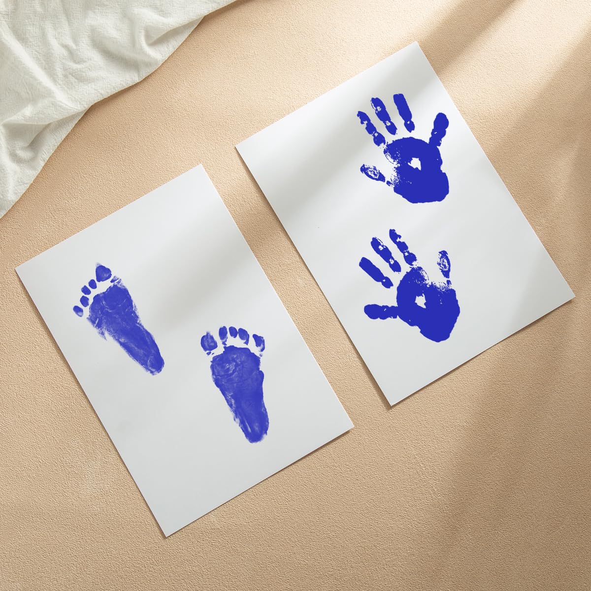 2 PCS Inkless Baby Handprint Footprint Kit with Wiping Pad Blue