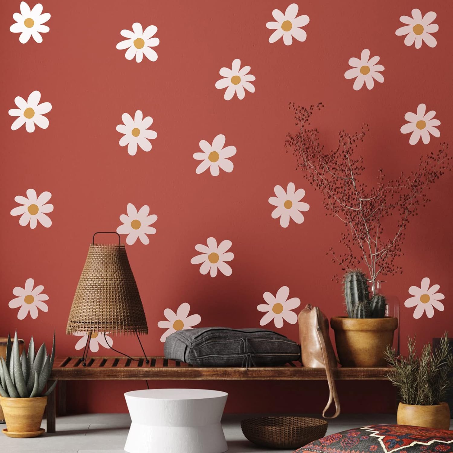 BBTO Daisy Wall Decals 36 Piece White Floral Stickers