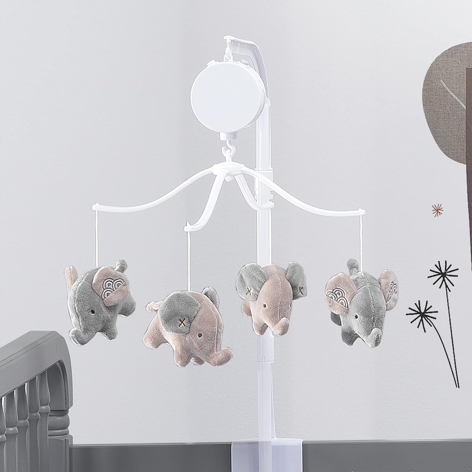 Bedtime Originals Elephant Love Musical Crib Mobile Soother Toy - Gray