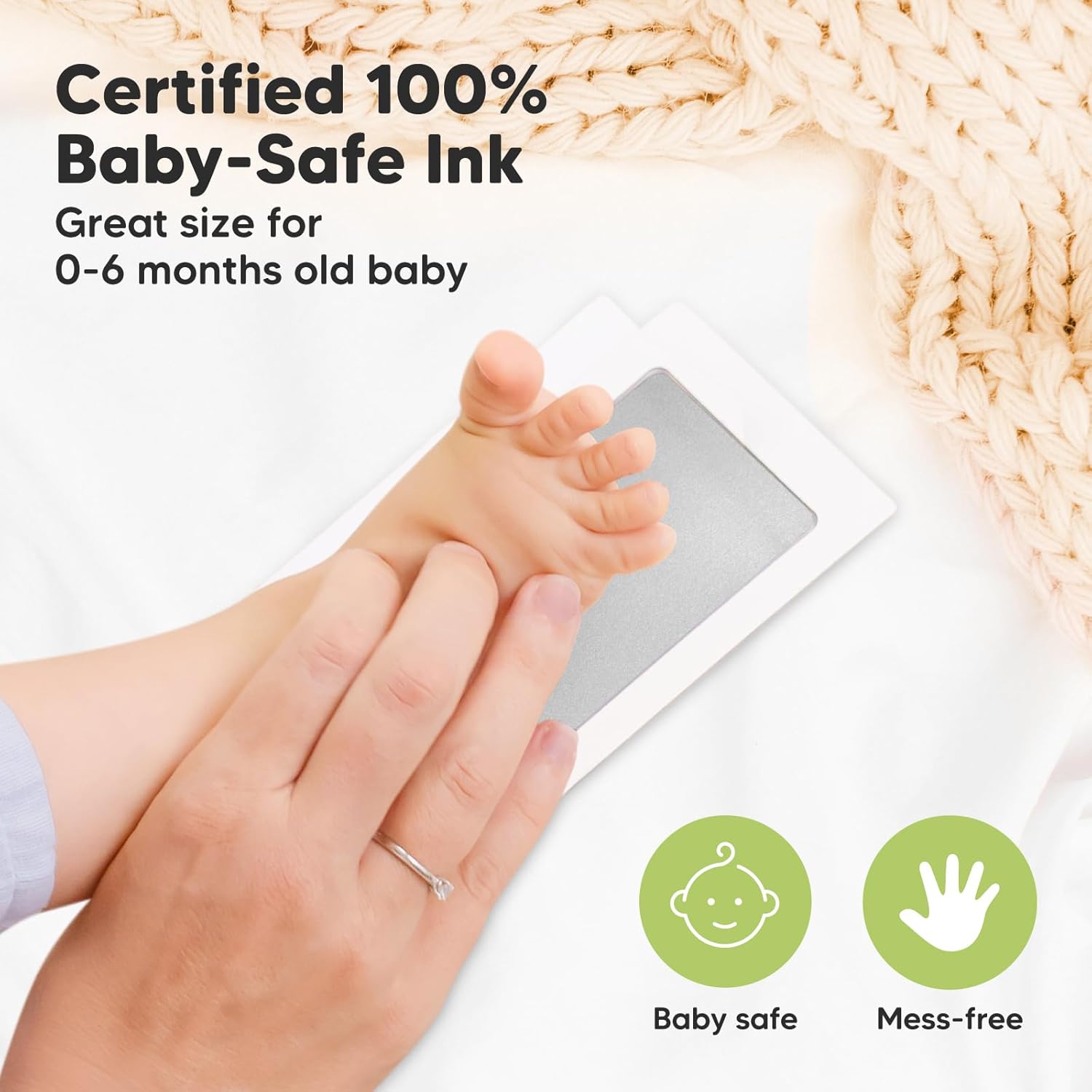 Keababies 2 Pack Inkless Hand Footprint Kit for Newborn