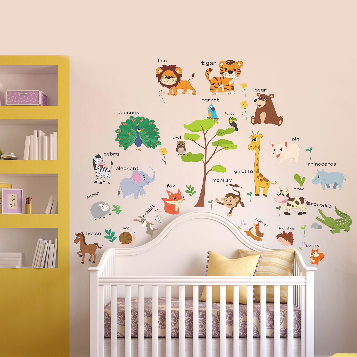 Large Animals Educational Wall Stickers for Kids