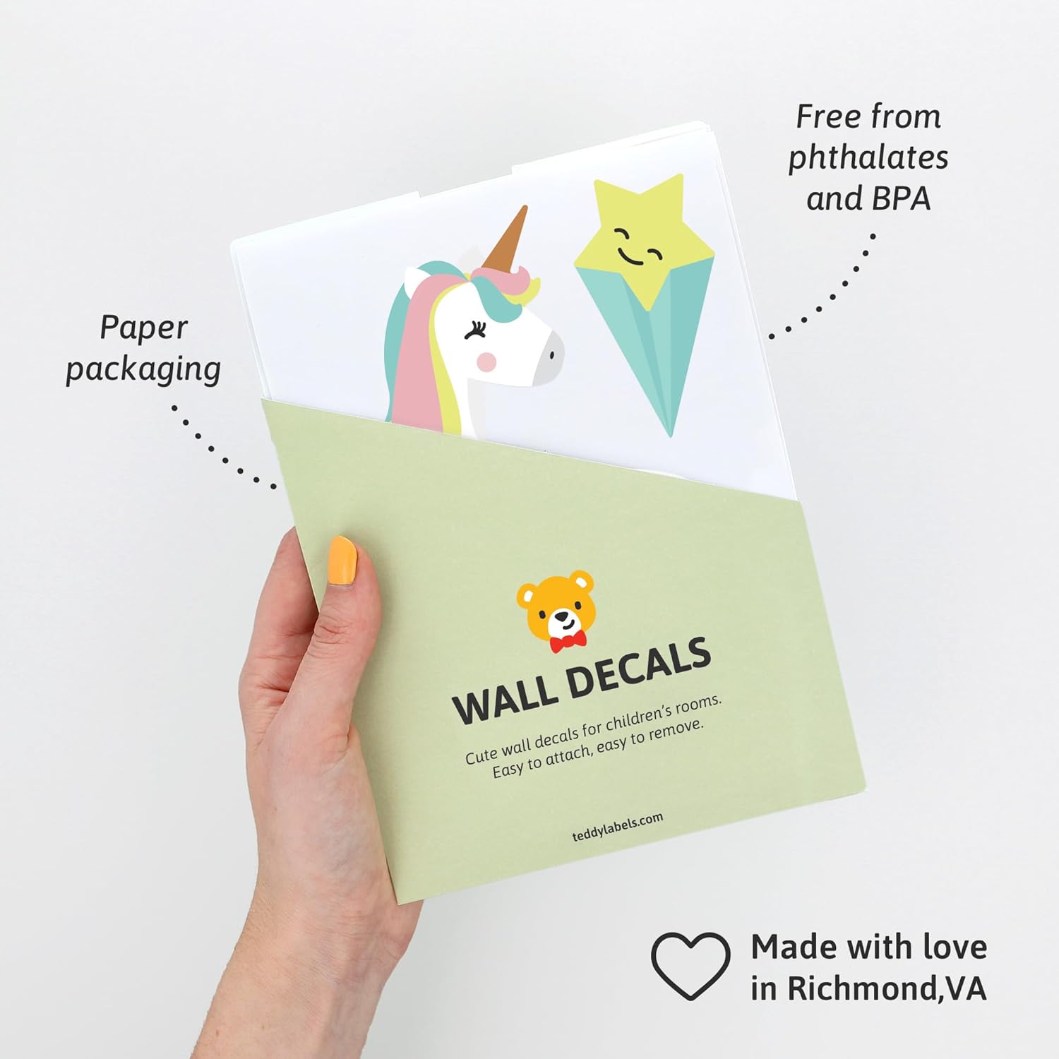 Unicorn Wall Decals for Kids - Easy to Apply Removable