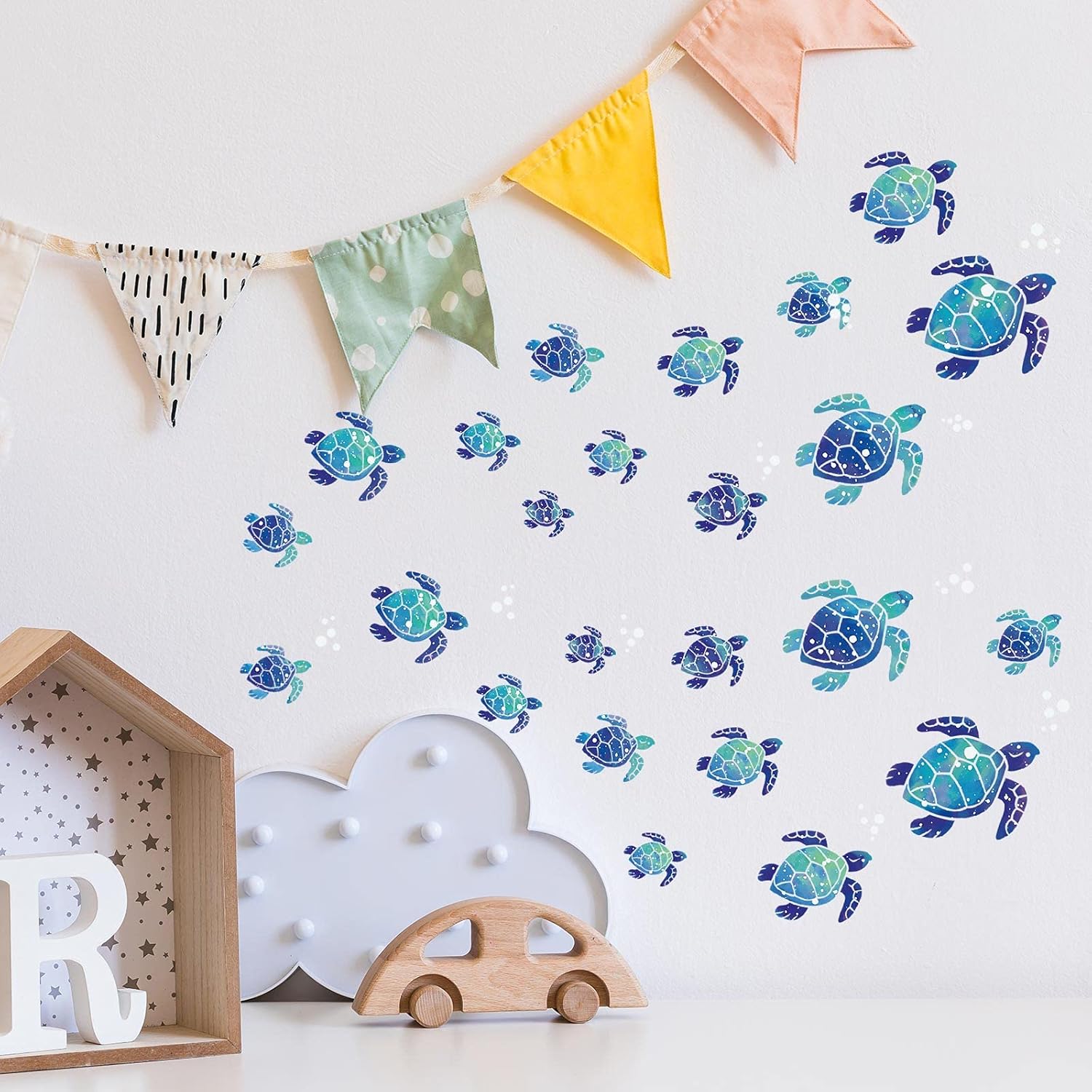 Outus 2 Sets Sea Turtle Wall Decals Stickers 3D Ocean Decor