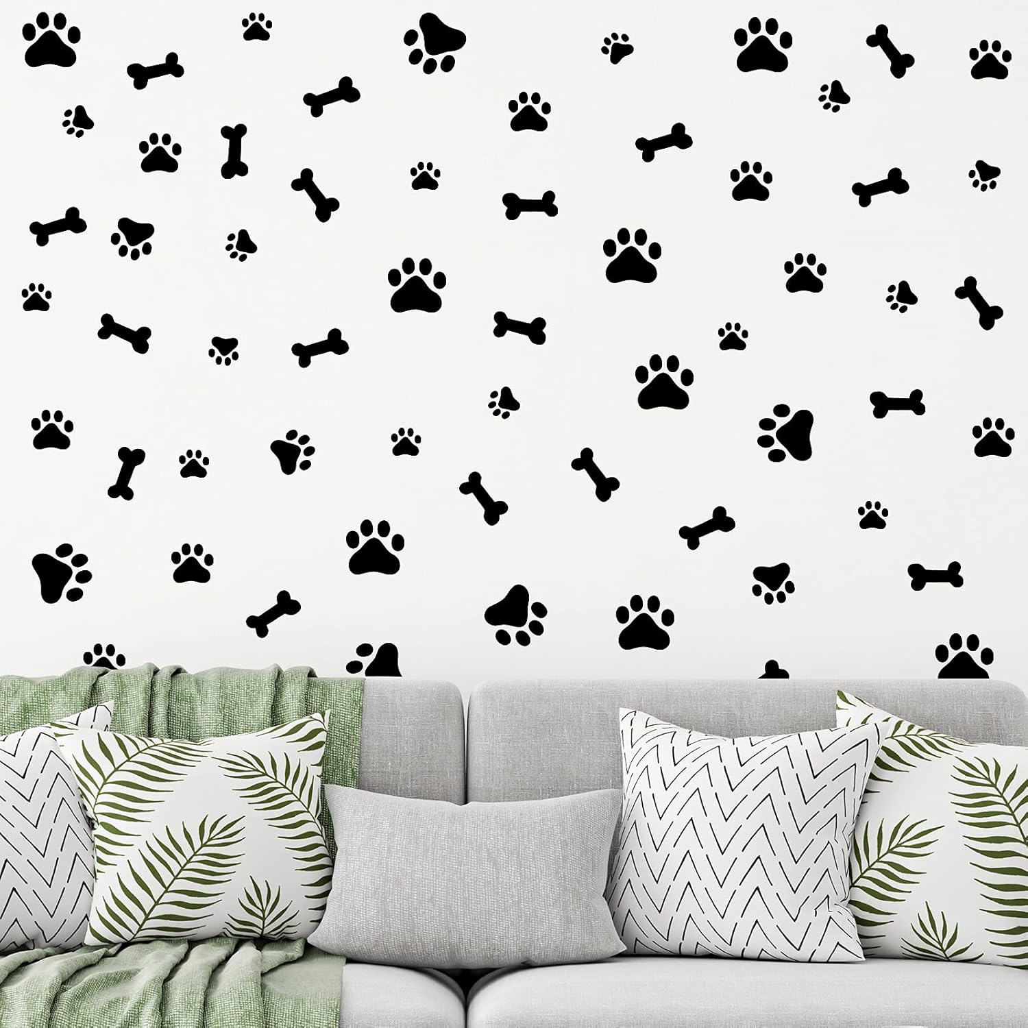 76 Pieces Black Dog Paw Decal Wall Sticker