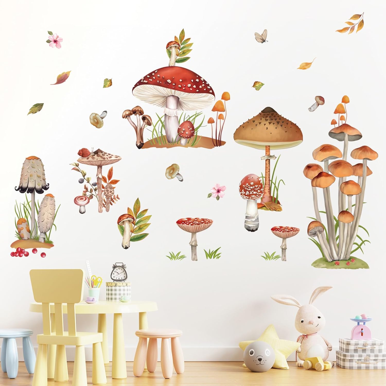 Decalmile Woodland Mushroom Wall Decals for Girls Room
