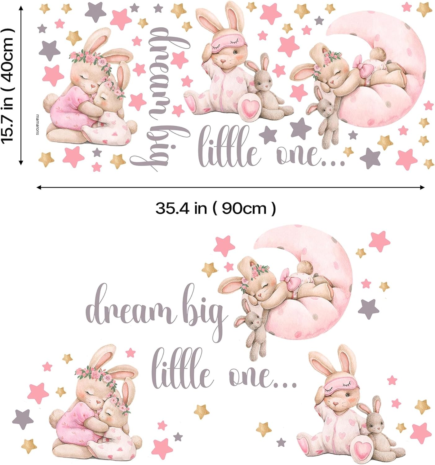 Pink Bunny Wall Decals for Baby Girl Room
