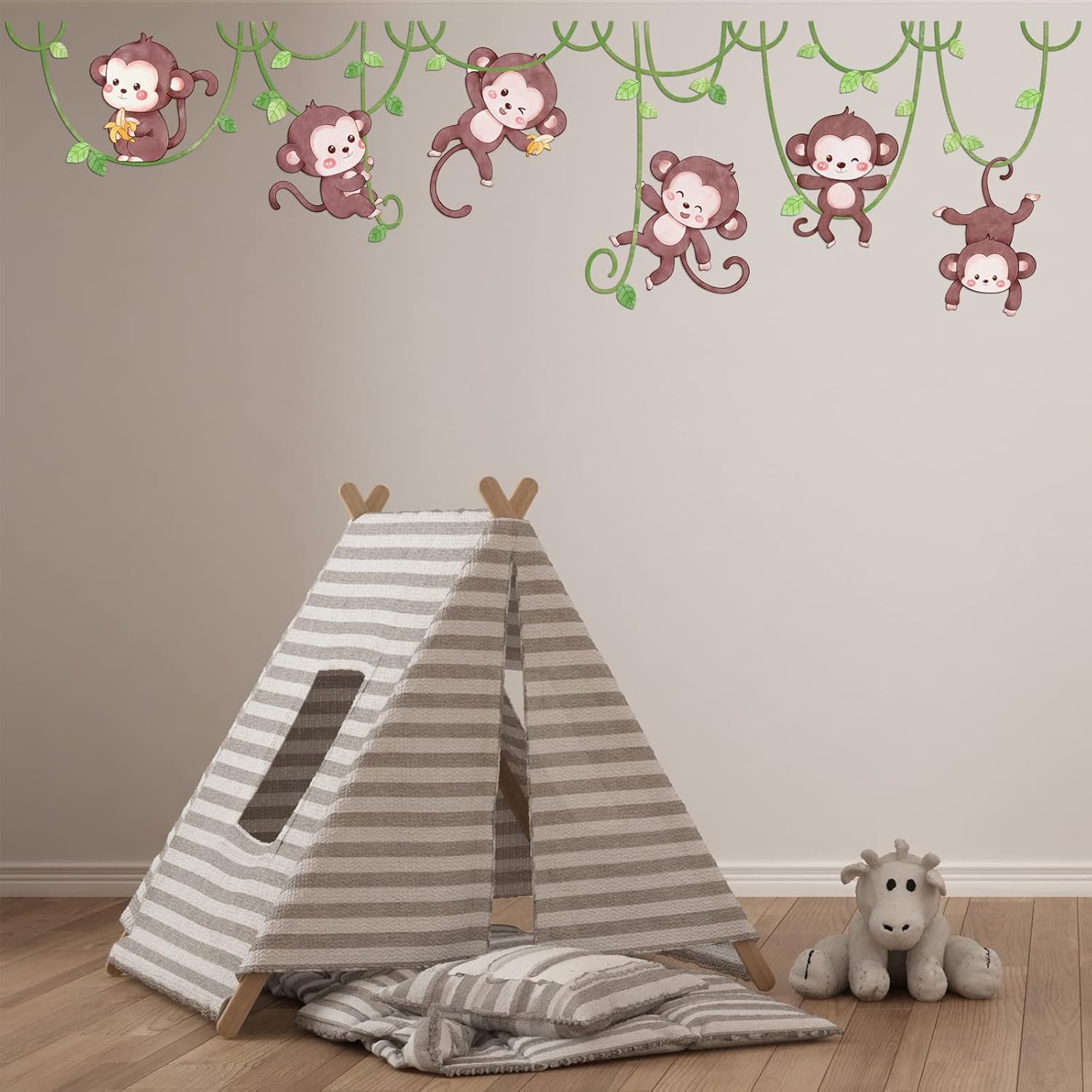 Monkey Wall Stickers Jungle Decor for Kids Room