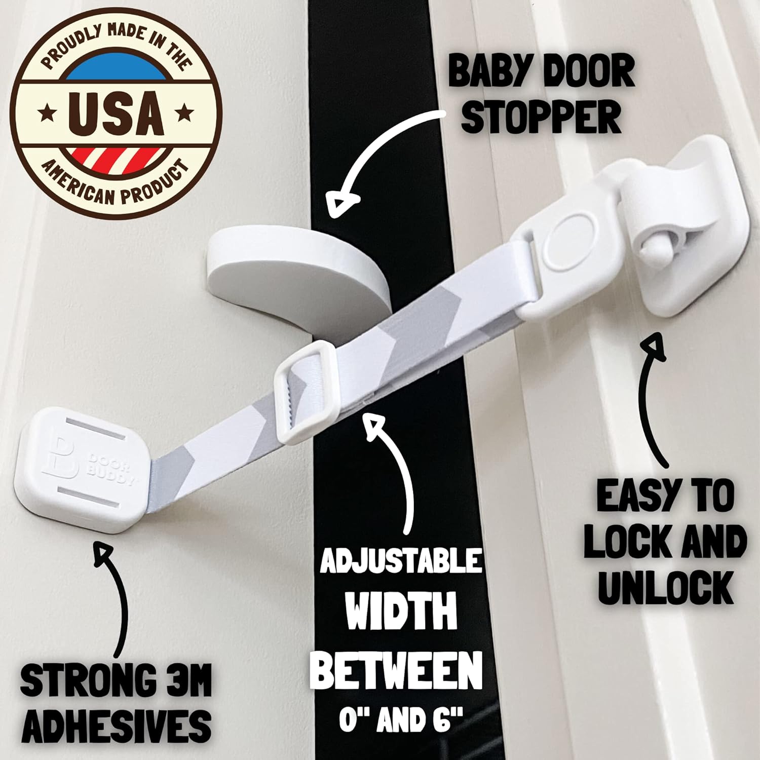 Door Buddy Child Proof Door Lock and Cat Door Stopper