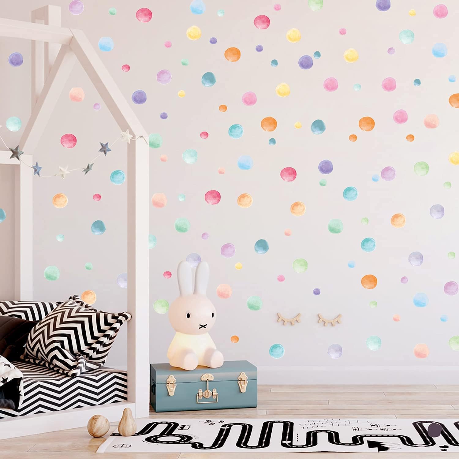 123 Pcs Pastel Polka Dot Wall Stickers Multicolor Circle Decor for Nursery and Kids Room