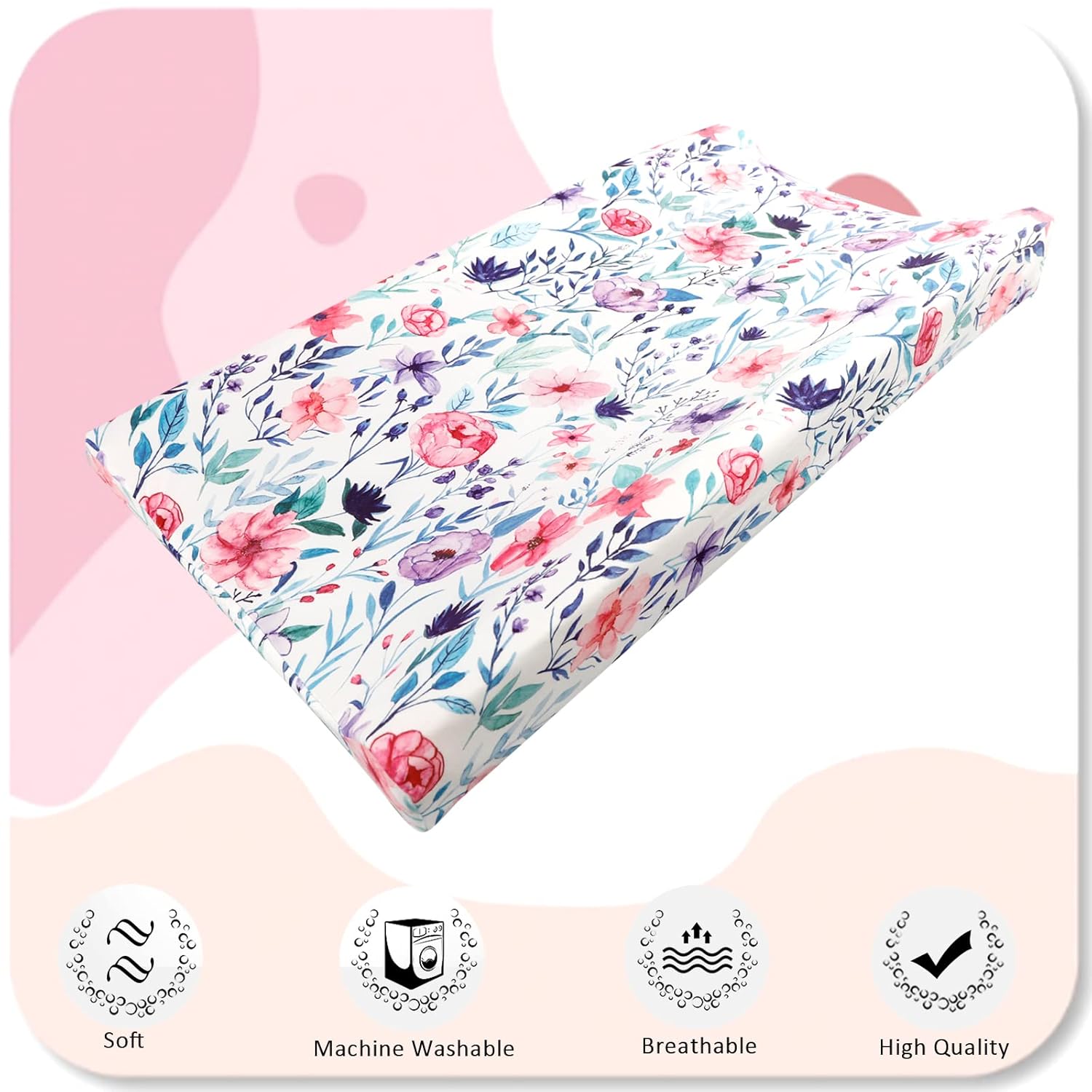 Floral Baby Diaper Changing Pad Cover 2 Pack