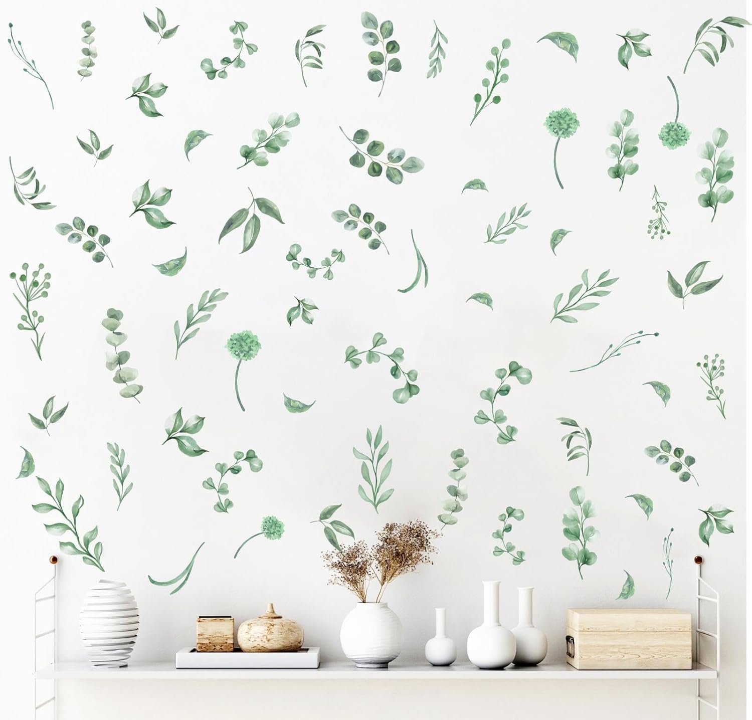 Barri Design Green Leaves Wall Stickers Boho Decor