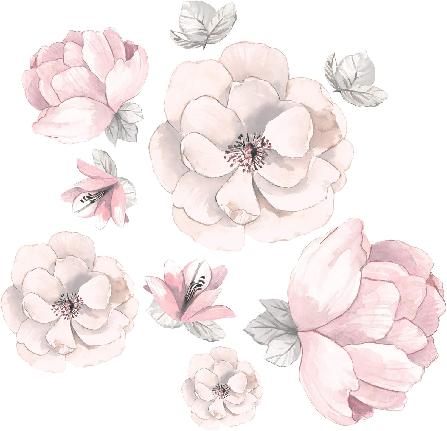 Lambs Ivy Signature Botanical Baby Pink Gray Wall Decals