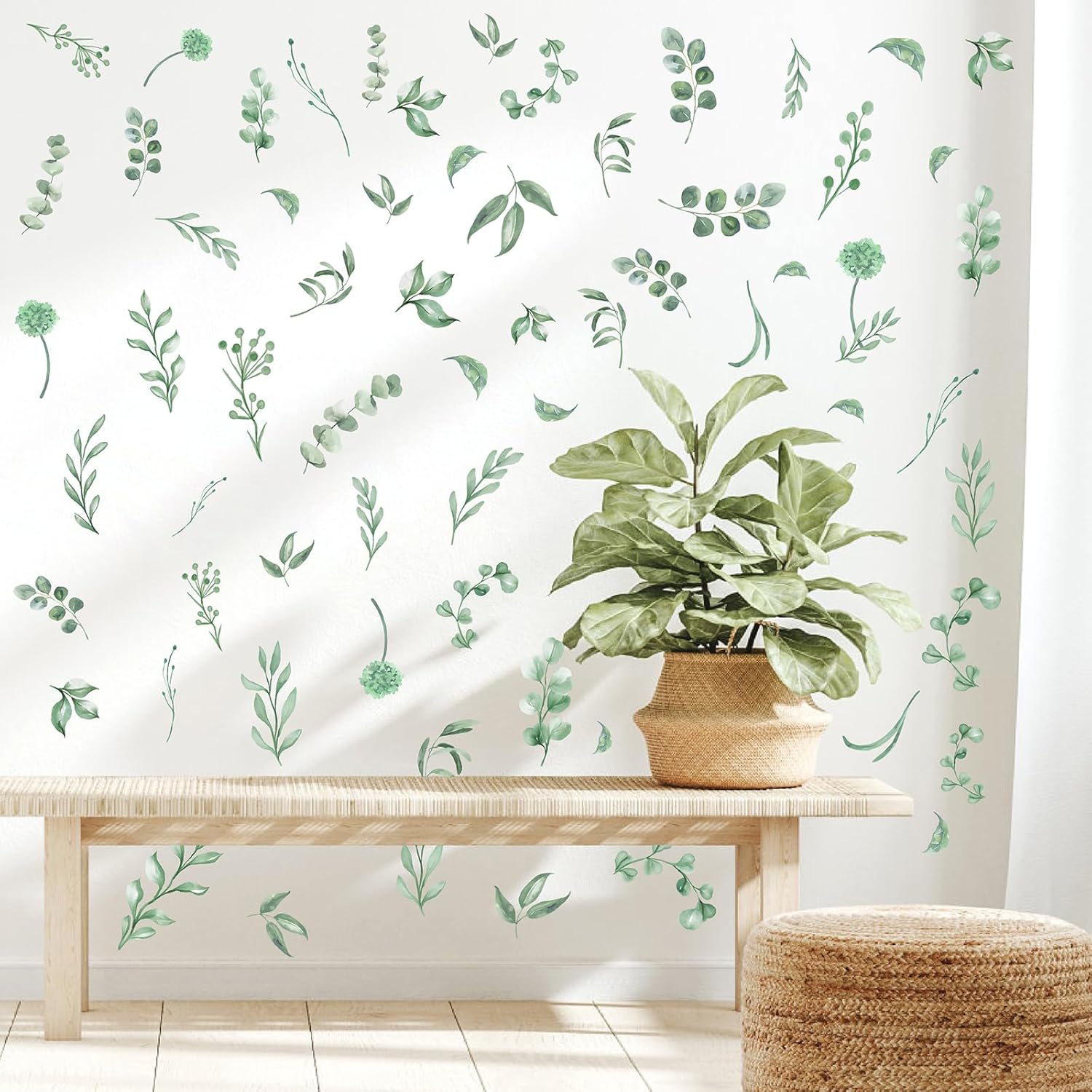 Barri Design Green Leaves Wall Stickers Boho Decor
