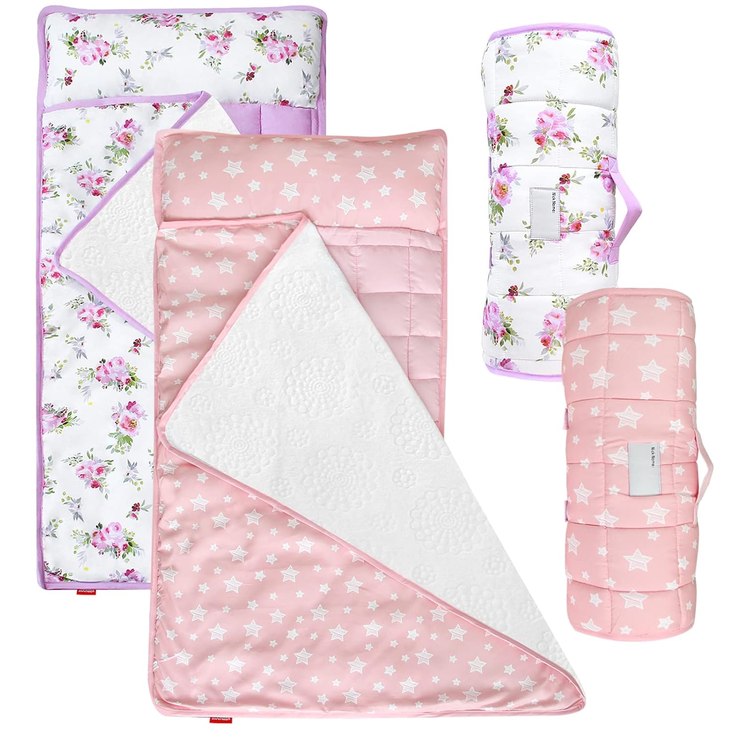 Toddler Nap Mat 2 Pack with Pillow and Fleece Blanket